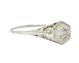 Art Deco Fancy Light Pink Diamond 14 Karat White Gold Engagement RingRing - Wilson's Estate Jewelry