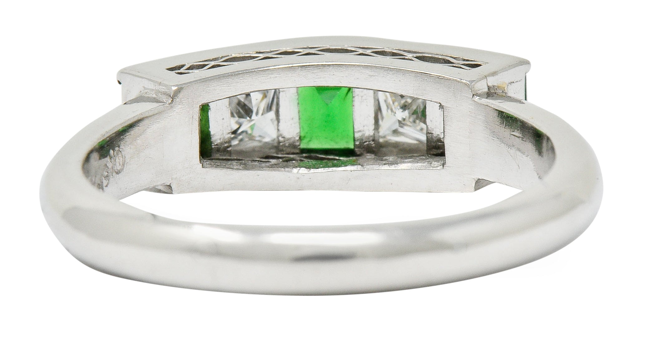 Contemporary 1.07 CTW Diamond Tsavorite Platinum Five Stone RingRing - Wilson's Estate Jewelry