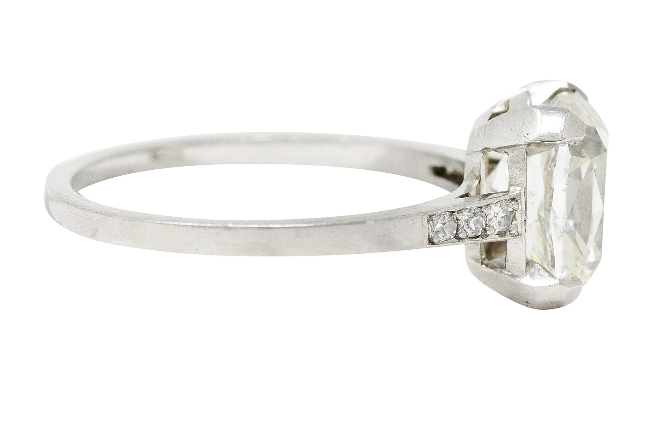 Art Deco 2.70 CTW Old Mine Cut Diamond Platinum Engagement RingRing - Wilson's Estate Jewelry