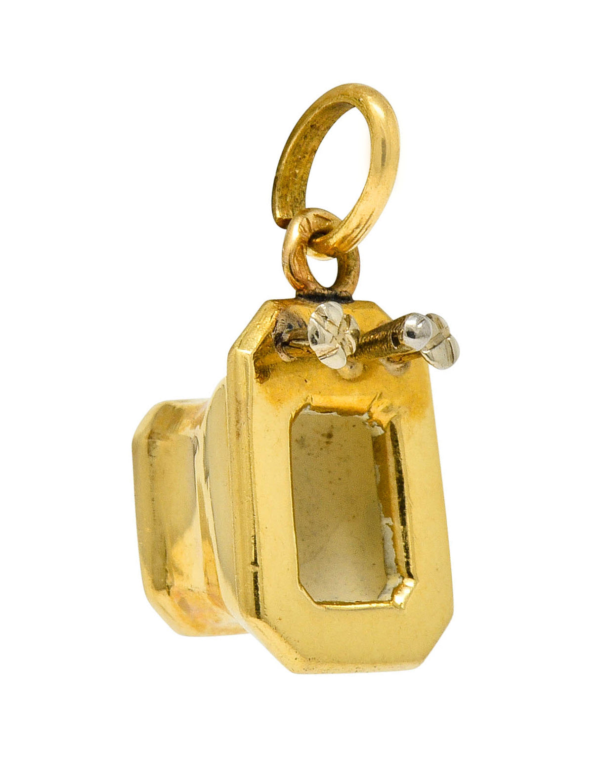 French Art Deco Enamel 18 Karat Gold Powder Room Sink Charm - Wilson's Estate Jewelry