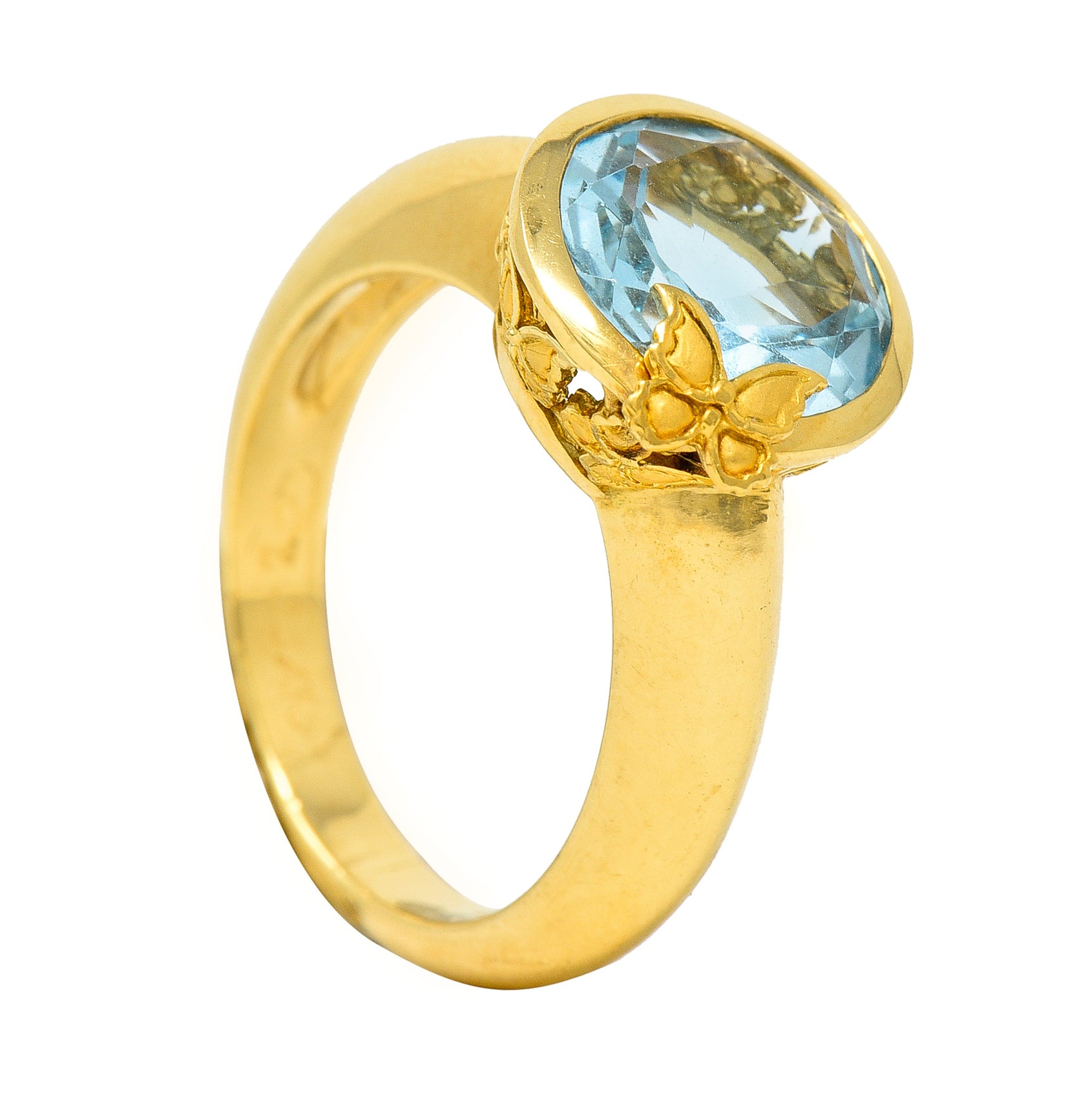 Carrera Y Carrera Blue Topaz 18 Karat Yellow Gold Baile De Mariposas Butterfly Ring Wilson's Estate Jewelry