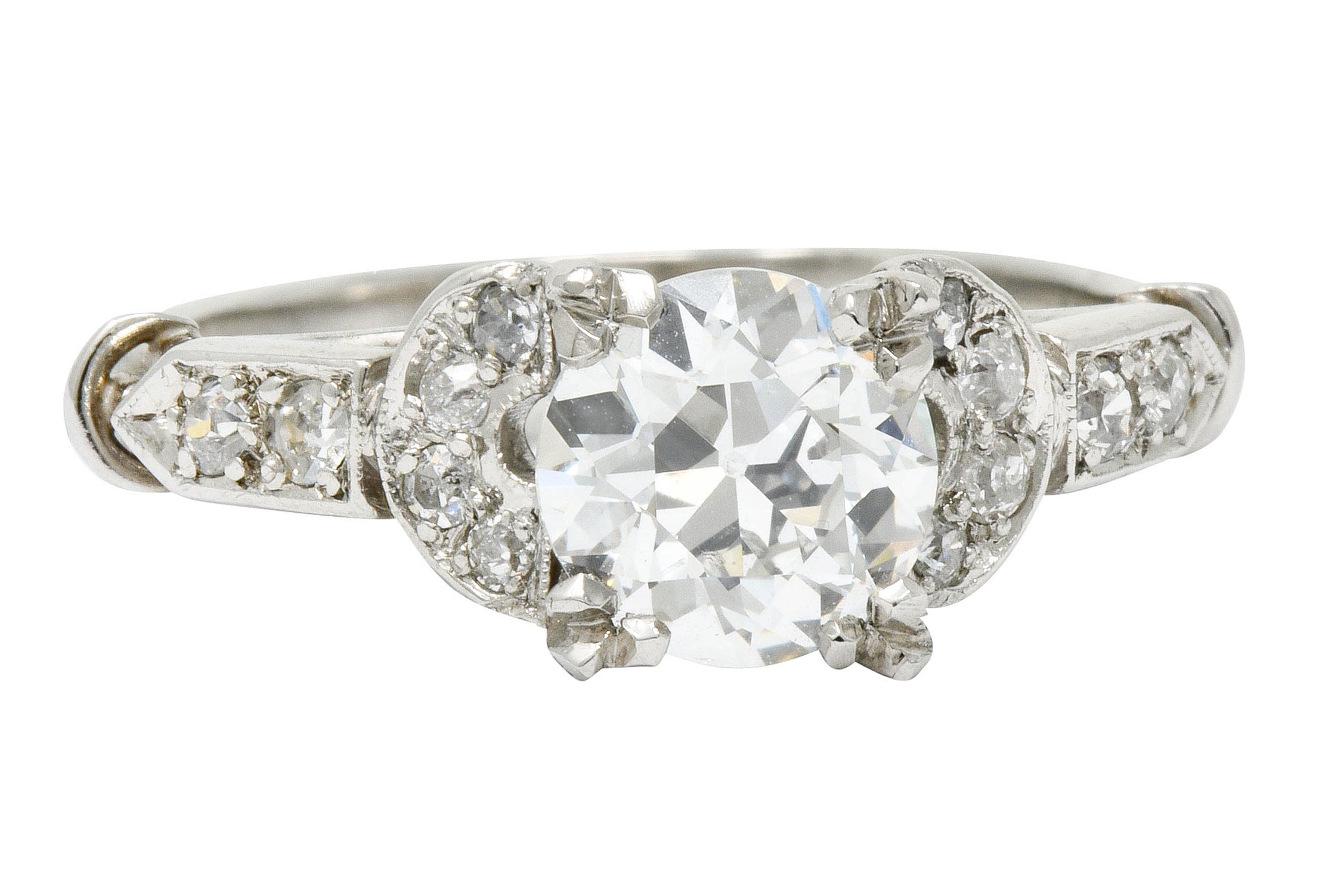 Exquisite Art Deco 1.39 CTW Diamond Platinum Engagement Ring GIA Wilson's Estate Jewelry