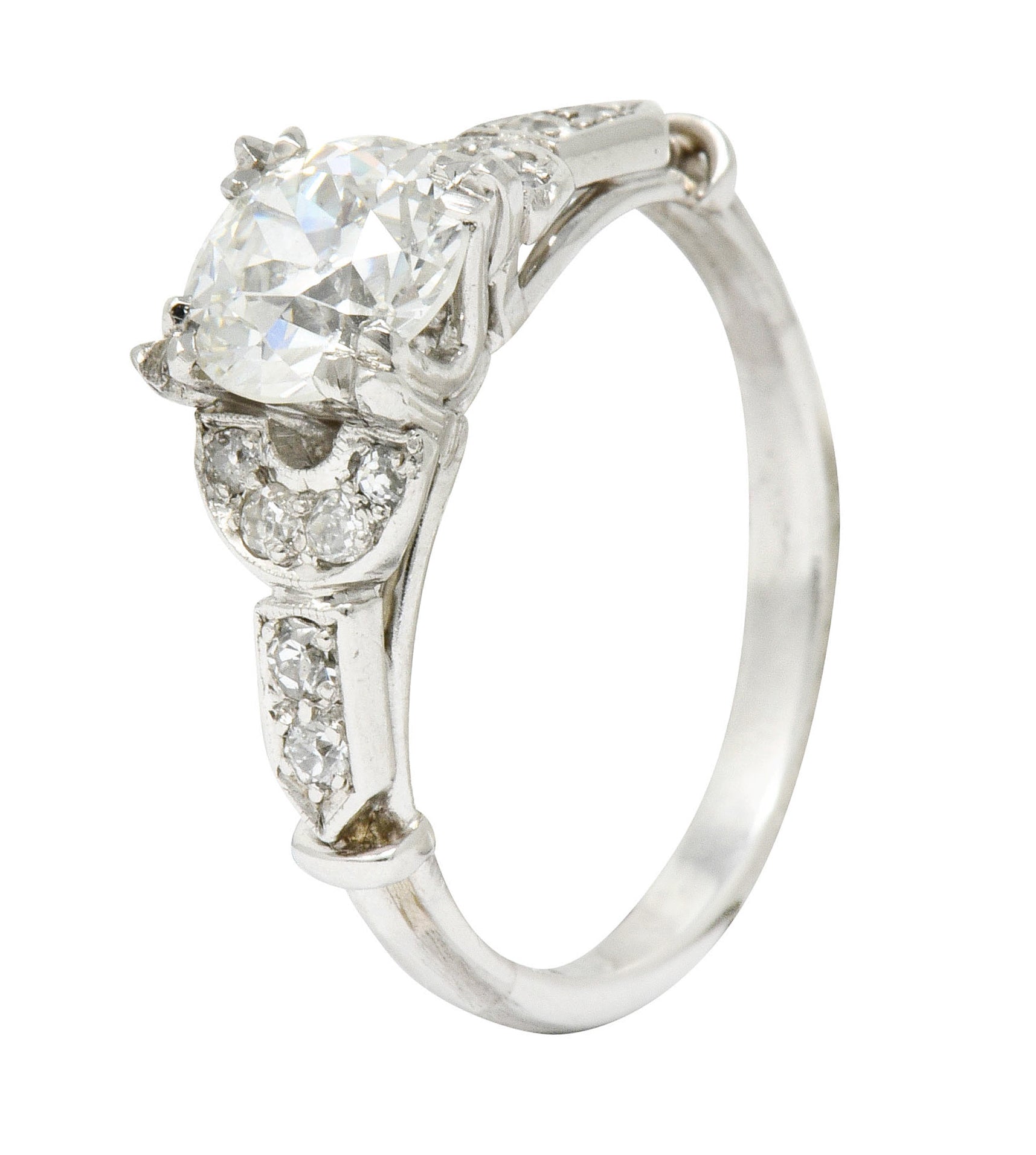 Exquisite Art Deco 1.39 CTW Diamond Platinum Engagement Ring GIA Wilson's Estate Jewelry