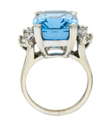 1960's Vintage Blue Topaz Diamond 14 Karat White Gold Cocktail RingRing - Wilson's Estate Jewelry