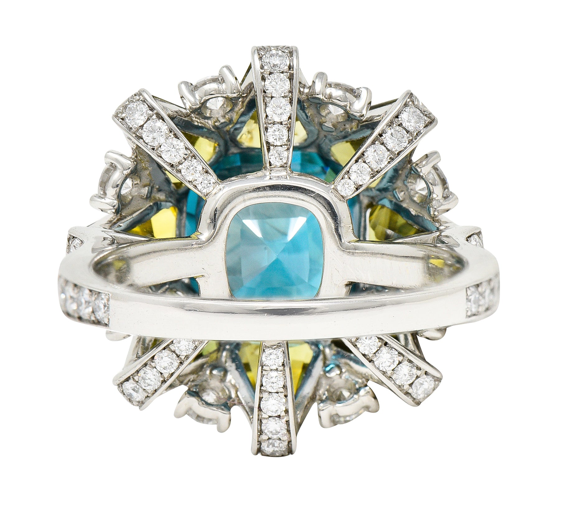 Leon Mege 12.00 CTW Zircon Green Sapphire Diamond Platinum Cluster RingRing - Wilson's Estate Jewelry