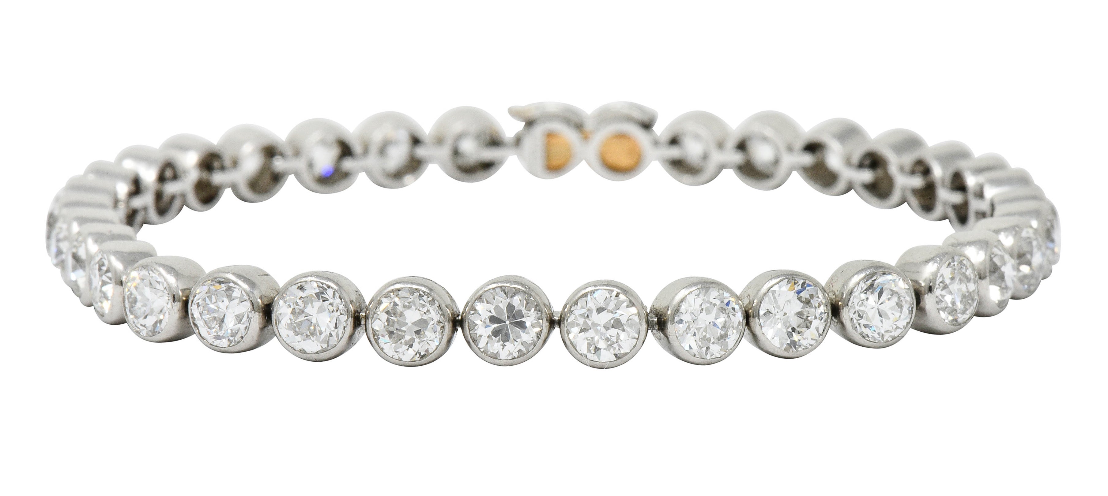 Early Art Deco 11.50 CTW Platinum Round Bezel Line Bracelet Circa 1920 - Wilson's Estate Jewelry