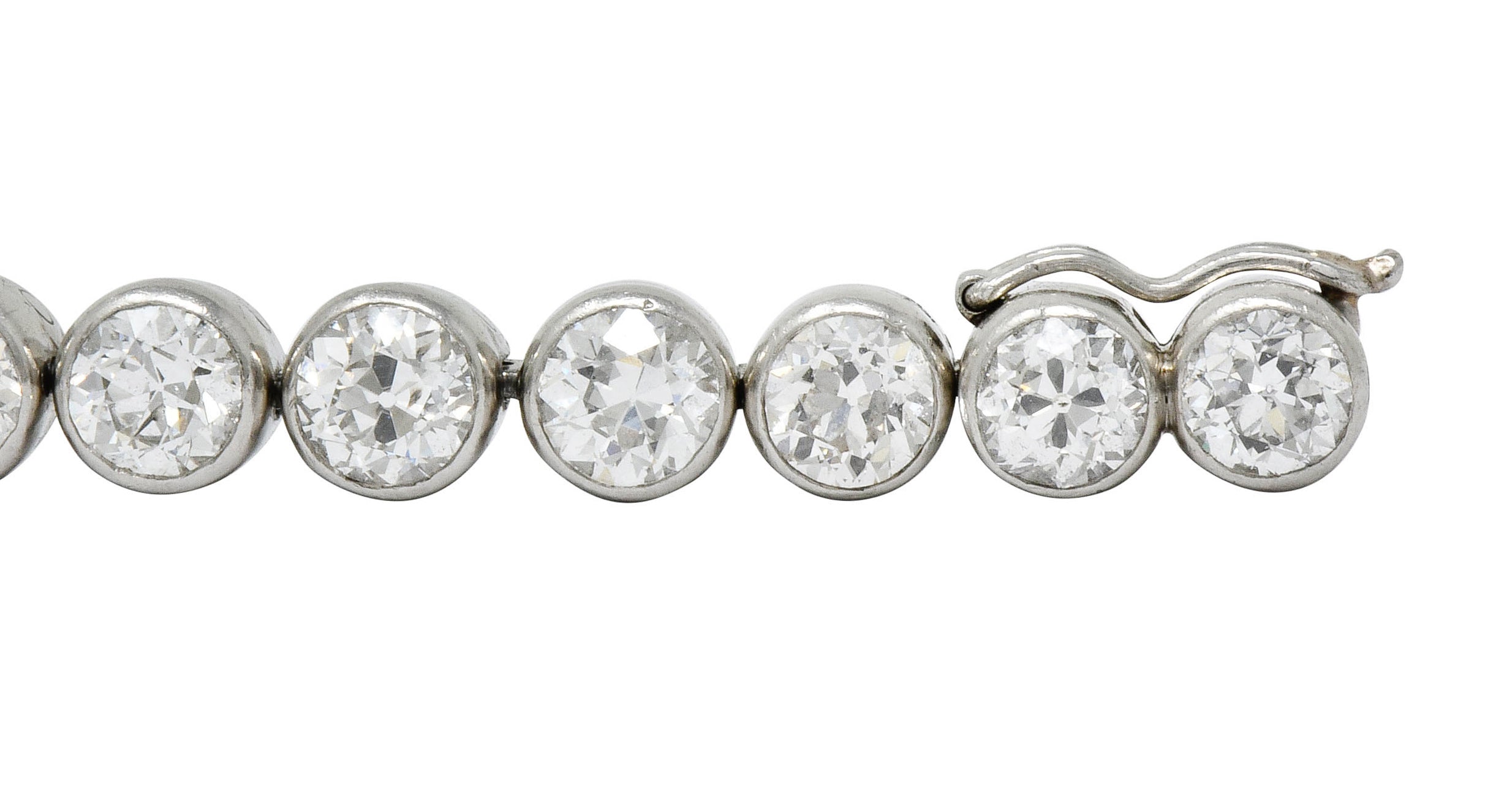 Early Art Deco 11.50 CTW Platinum Round Bezel Line Bracelet Circa 1920 - Wilson's Estate Jewelry