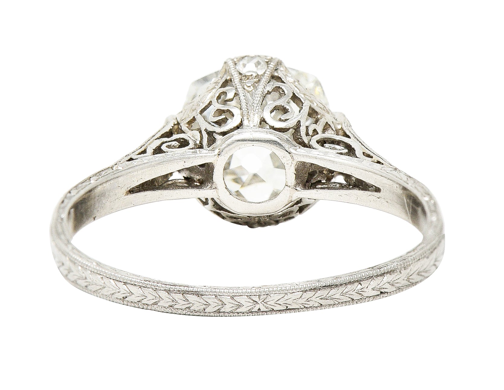 Art Deco 2.78 CTW Old Mine Diamond Platinum Filigree Engagement Ring GIA Wilson's Estate Jewelry