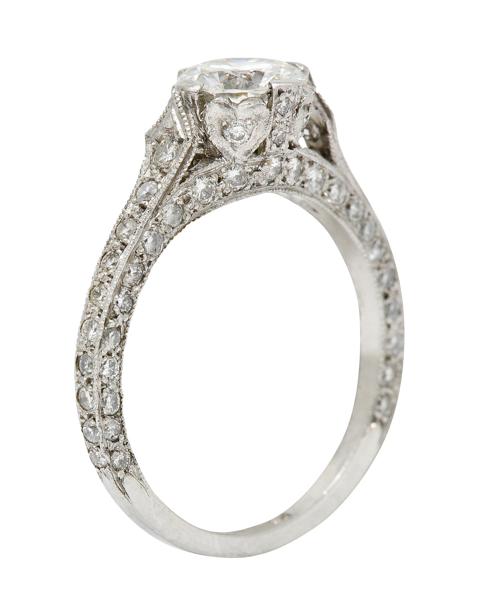 Contemporary 2.27 CTW Diamond Platinum Heart Engagement GIARing - Wilson's Estate Jewelry