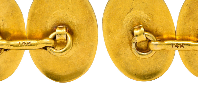 Lucky Art Nouveau 14 Karat Gold Men's Clover CufflinksCufflinks - Wilson's Estate Jewelry