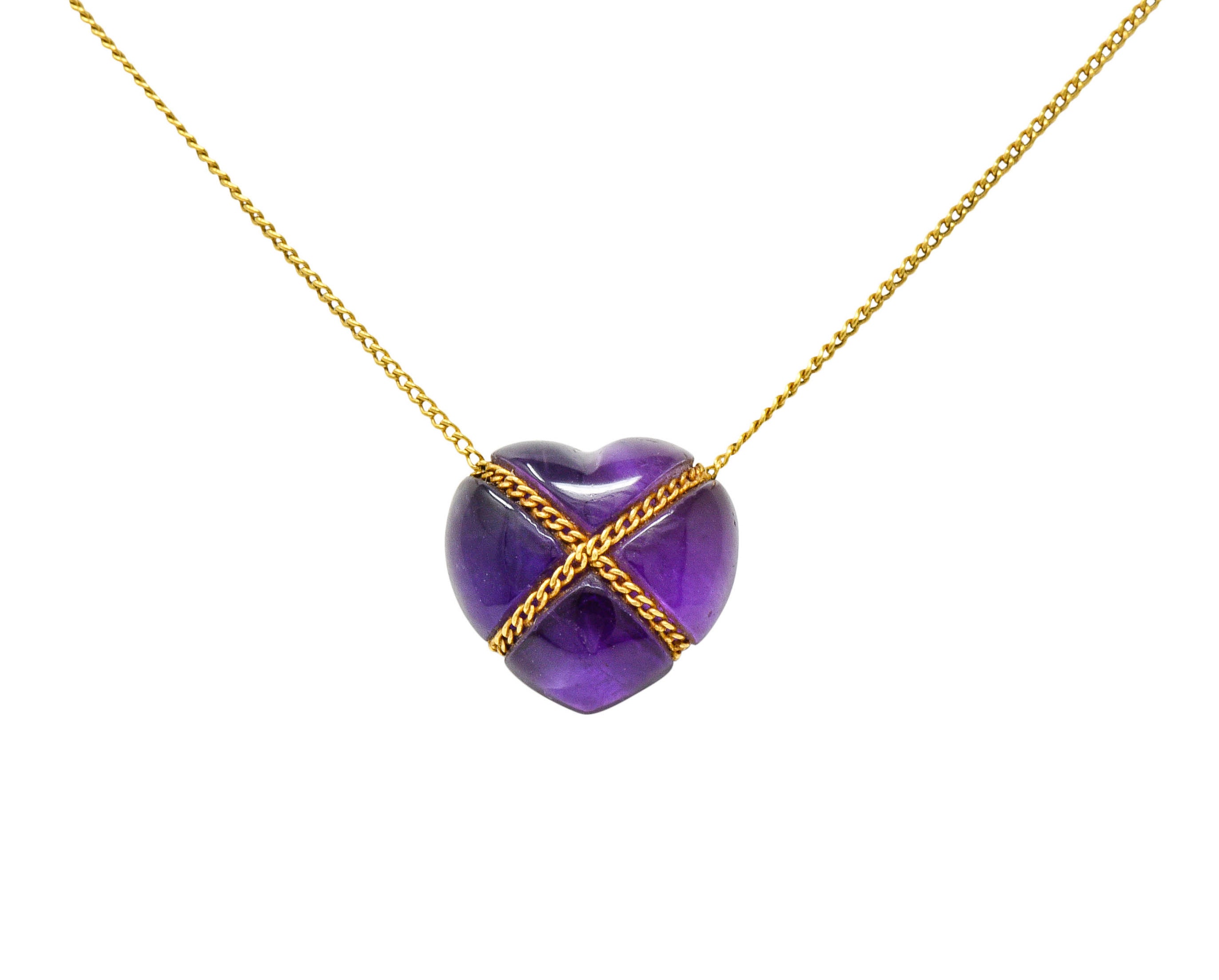 Tiffany & Co. Amethyst 18 Karat Gold Cross My Heart NecklaceNecklace - Wilson's Estate Jewelry