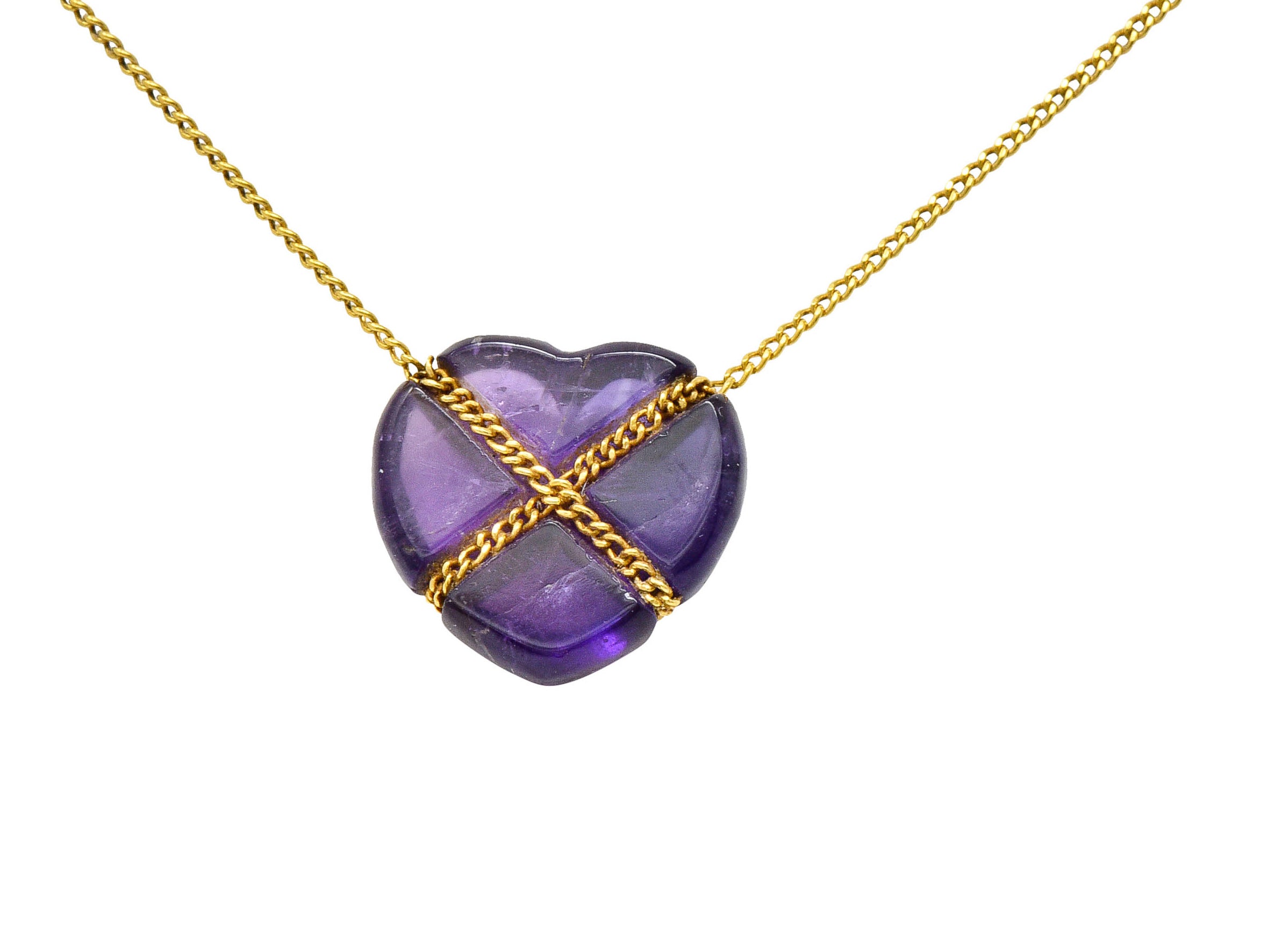 Tiffany & Co. Amethyst 18 Karat Gold Cross My Heart NecklaceNecklace - Wilson's Estate Jewelry