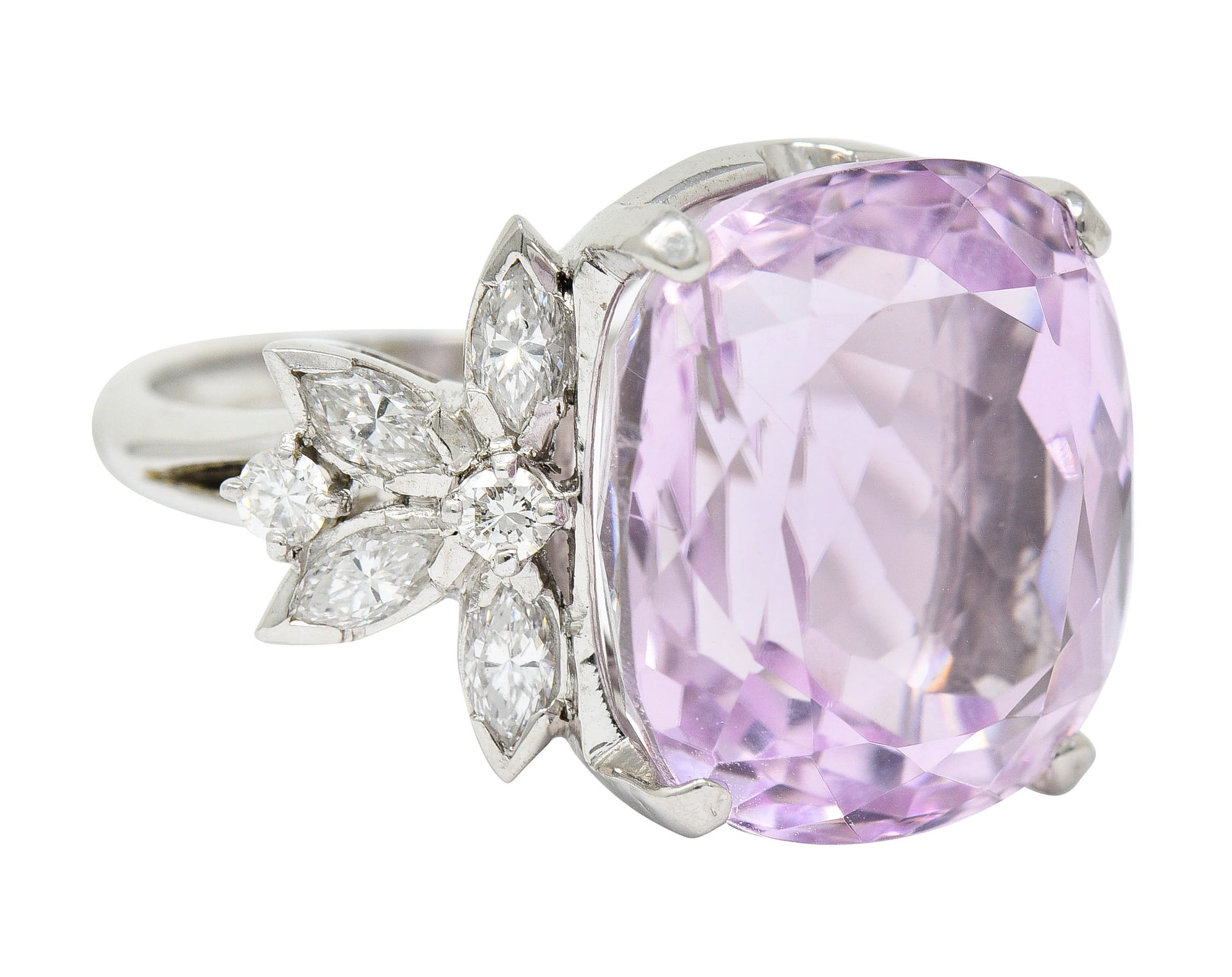 1960's Vintage Mixed Cushion Kunzite Diamond Platinum Cocktail RingRing - Wilson's Estate Jewelry