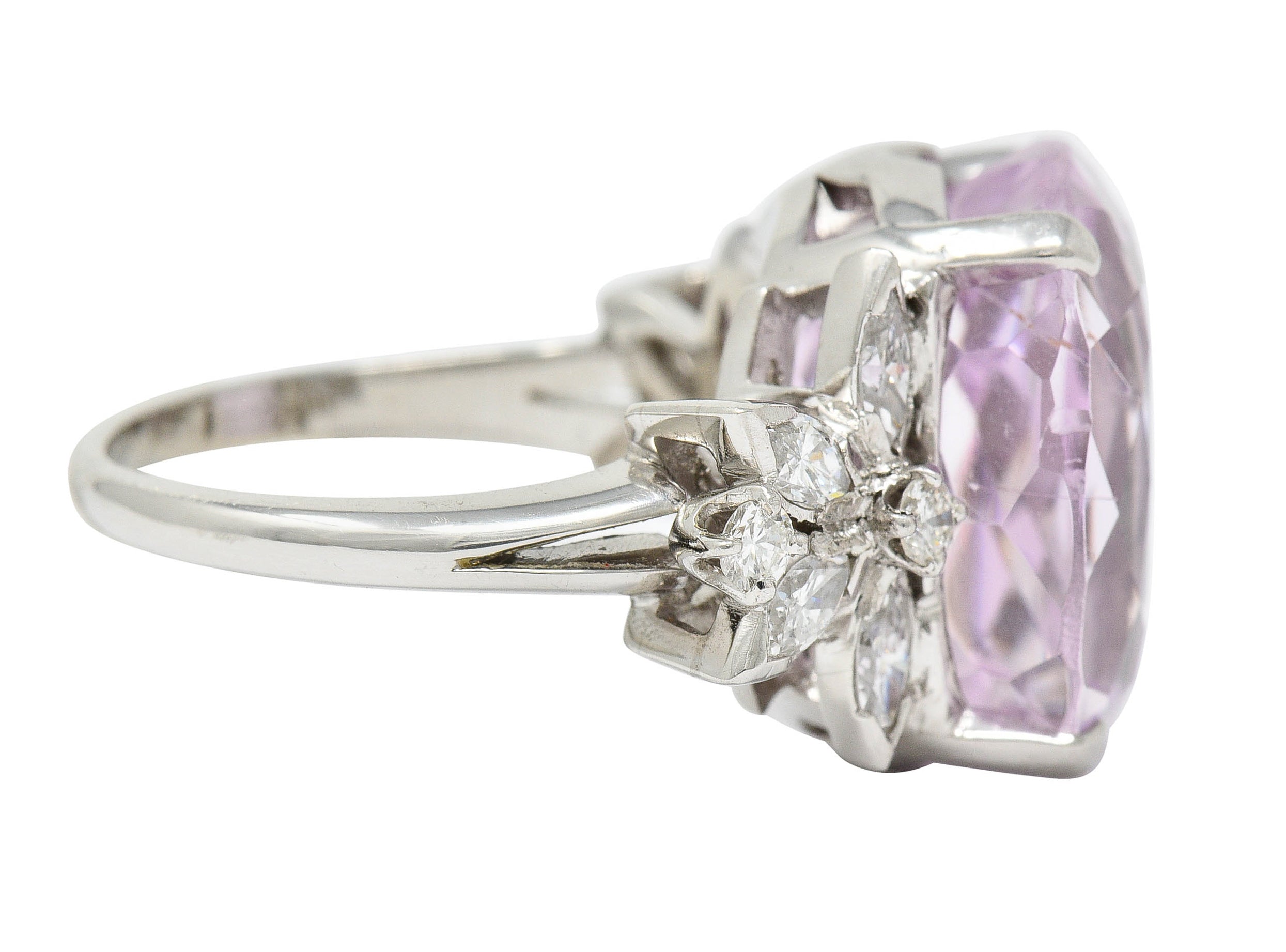 1960's Vintage Mixed Cushion Kunzite Diamond Platinum Cocktail RingRing - Wilson's Estate Jewelry