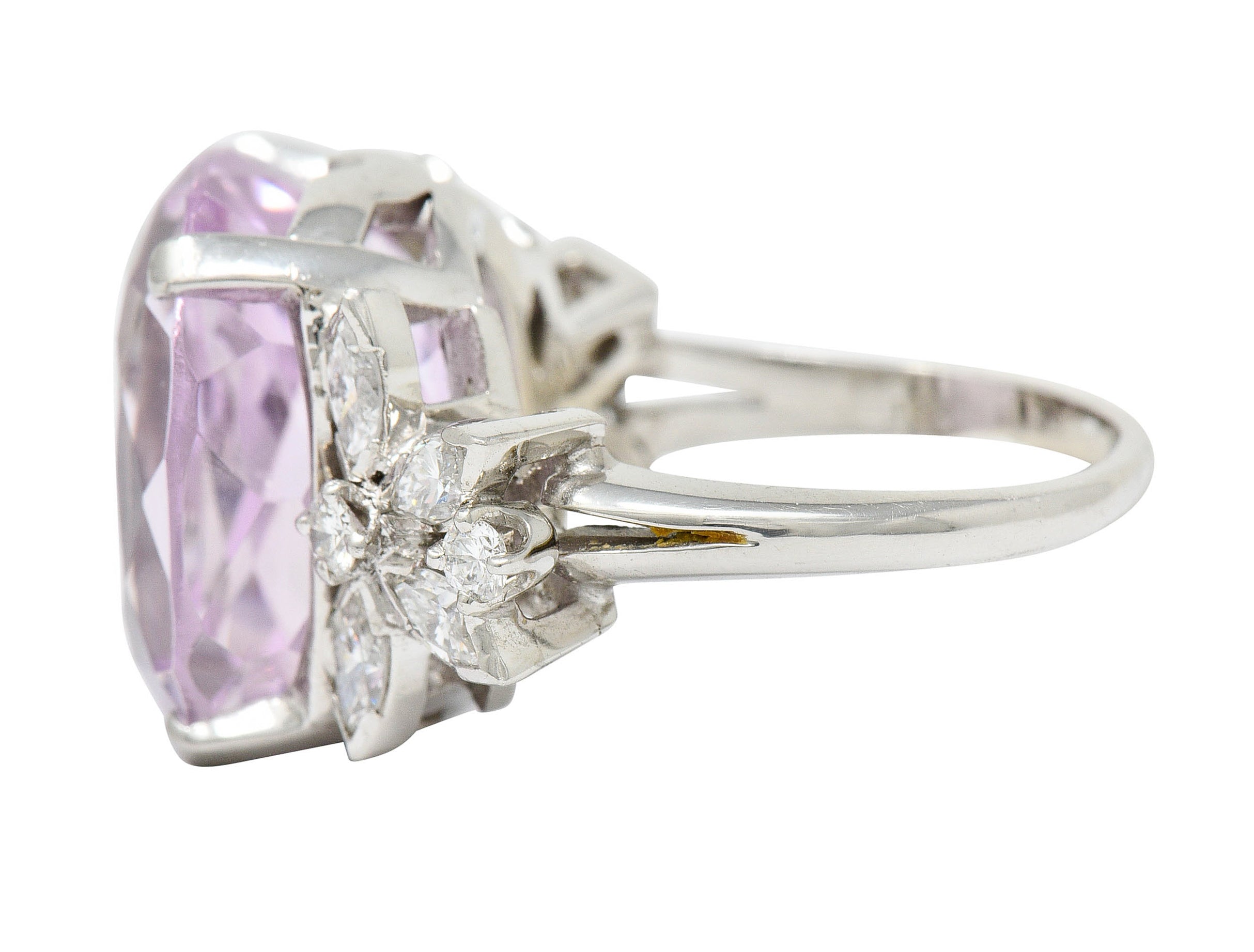 1960's Vintage Mixed Cushion Kunzite Diamond Platinum Cocktail RingRing - Wilson's Estate Jewelry