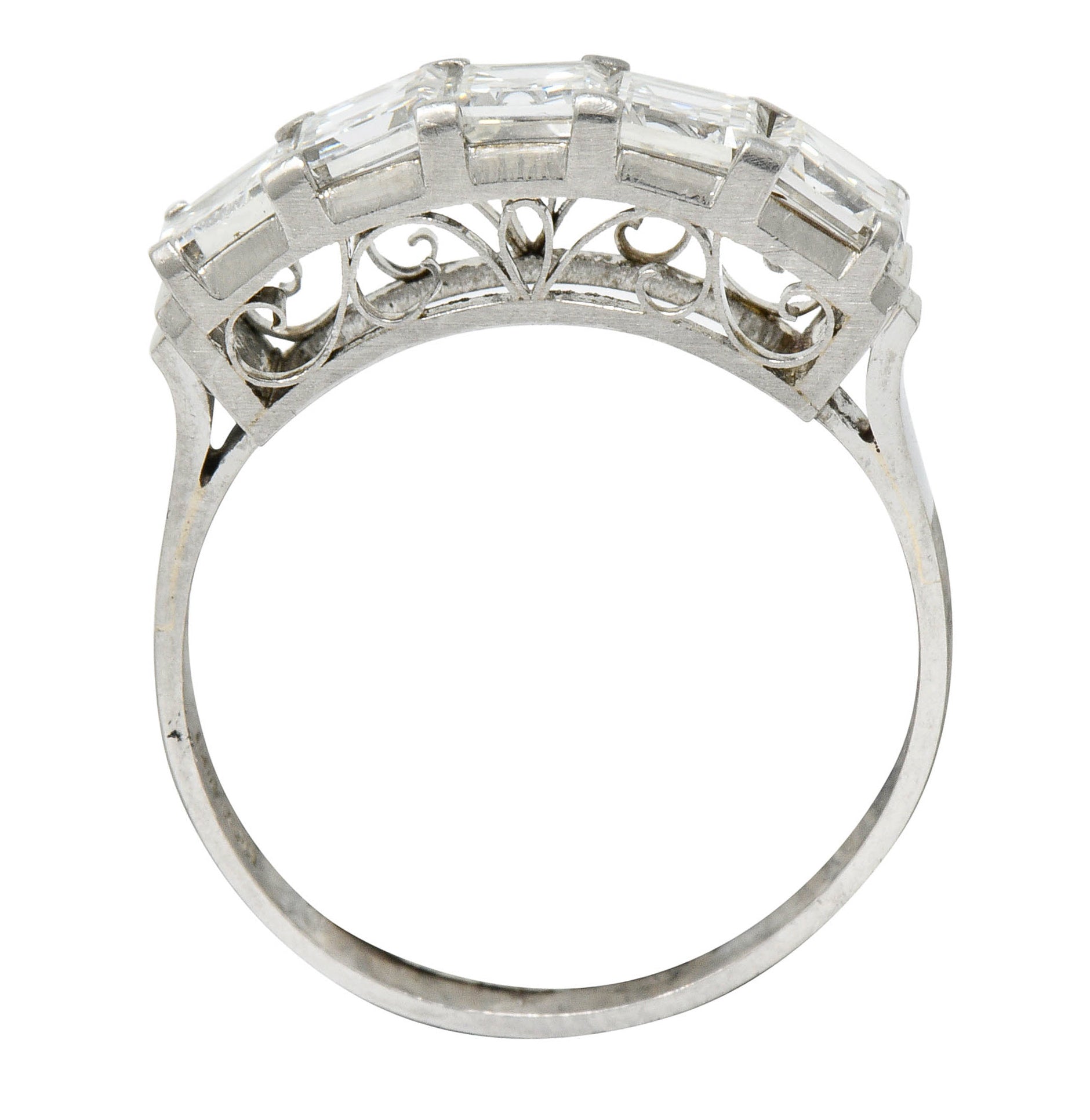 Contemporary 1.62 CTW Step Cut Diamond Platinum Five Stone Band RingRing - Wilson's Estate Jewelry