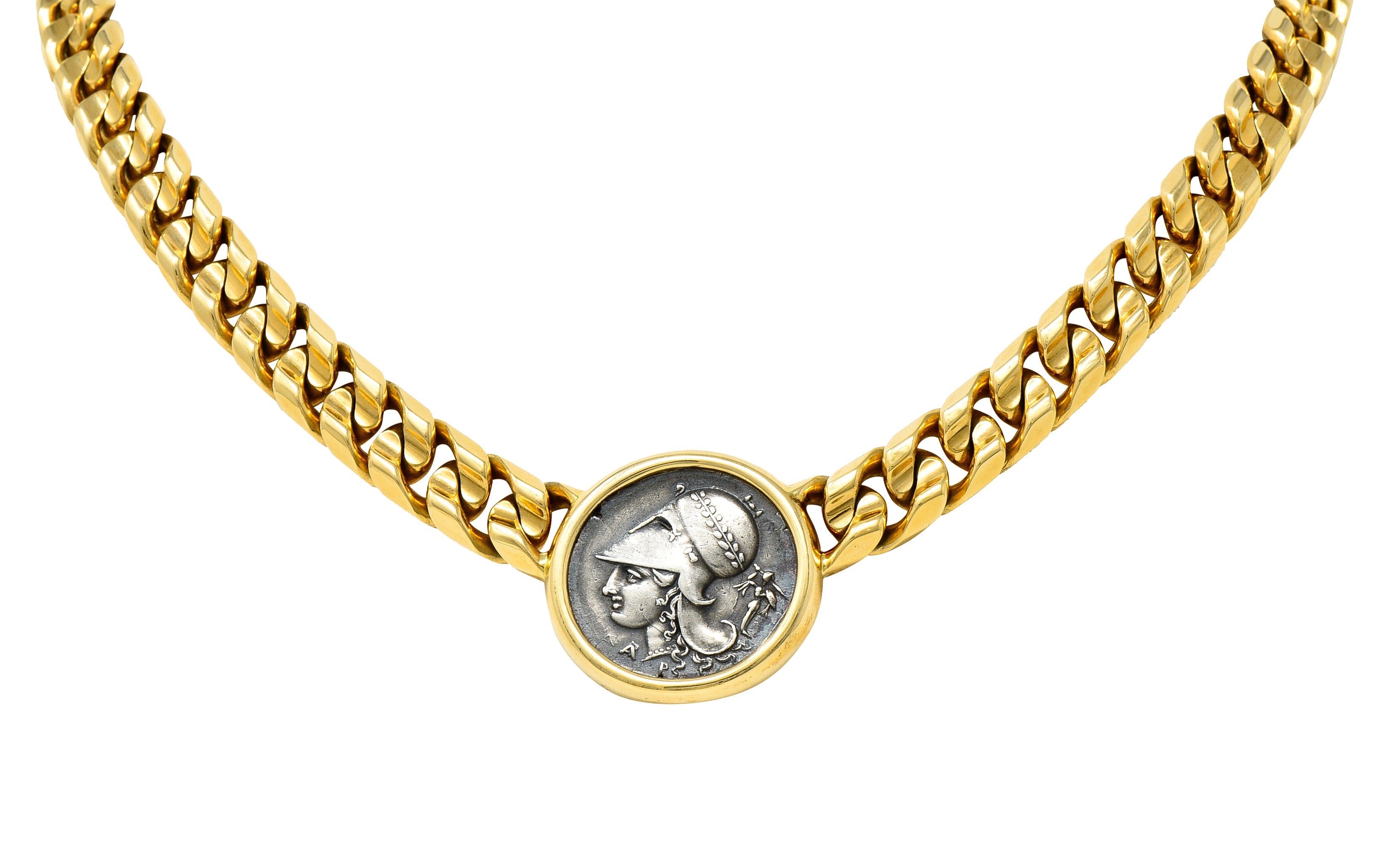 .11111 *Bulgari Ancient Coin 18 Karat Yellow Gold Athena Pegasus Monete Station NecklaceNecklace - Wilson's Estate Jewelry