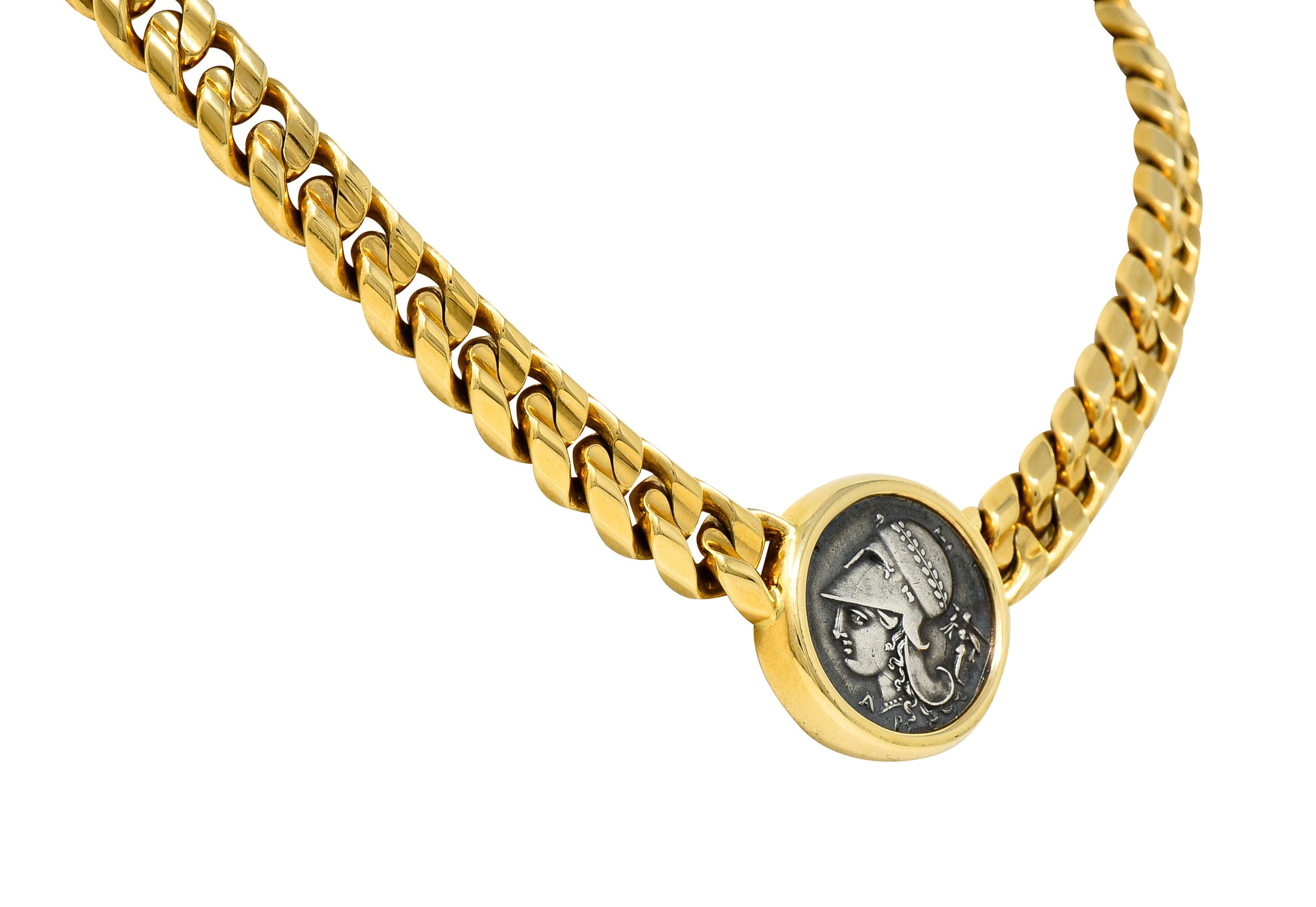 .11111 *Bulgari Ancient Coin 18 Karat Yellow Gold Athena Pegasus Monete Station NecklaceNecklace - Wilson's Estate Jewelry