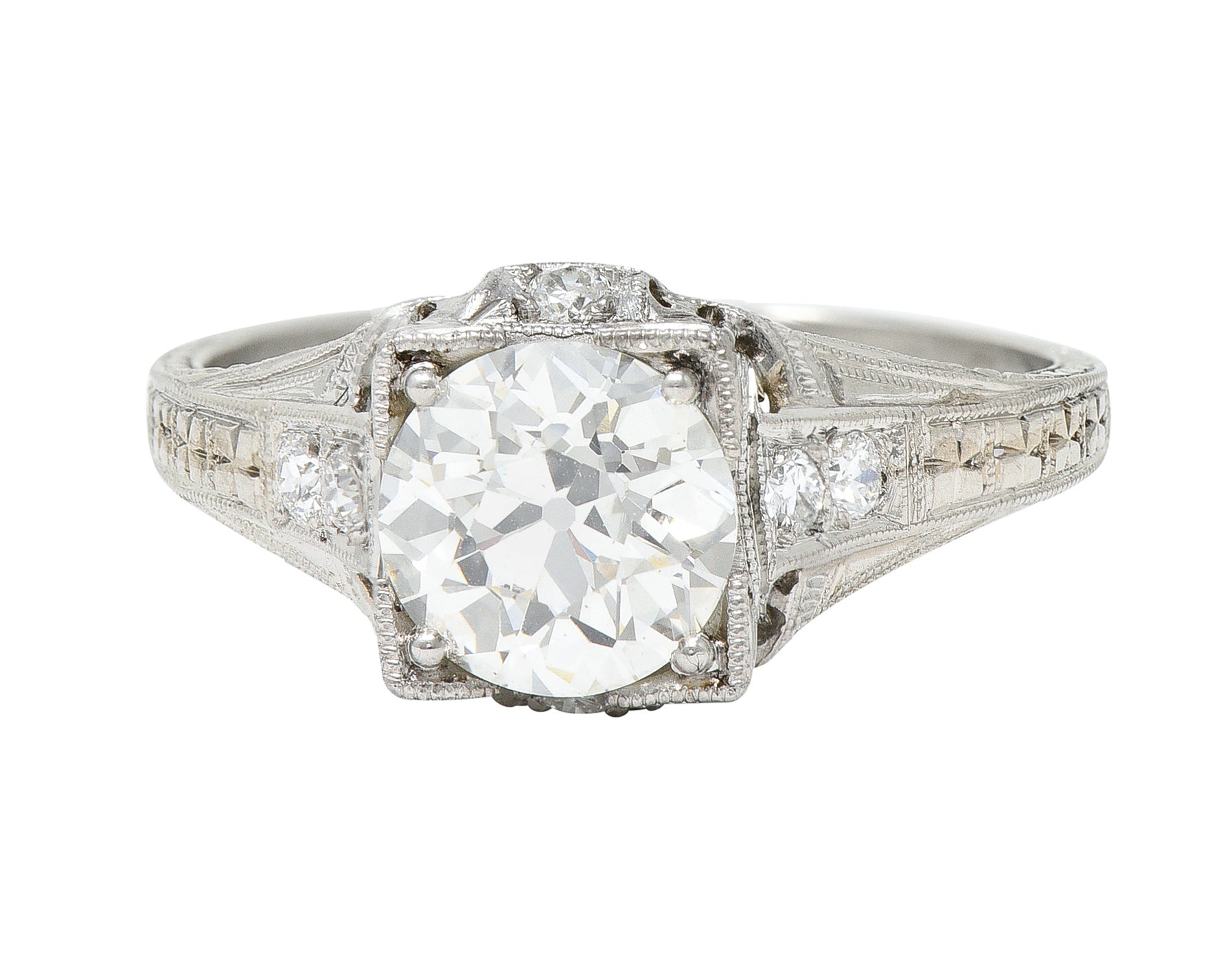 Art Deco 1.67 CTW Diamond Platinum Orange Blossom Engagement RingRing - Wilson's Estate Jewelry