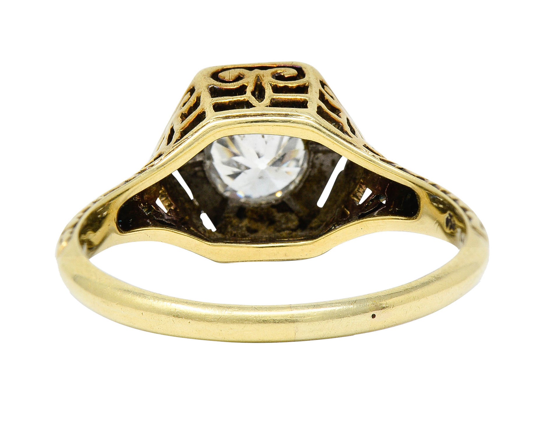 W.W. Fulmer & Co. 0.70 CTW Diamond Platinum-Topped 14 Karat Gold Engagement RingRing - Wilson's Estate Jewelry