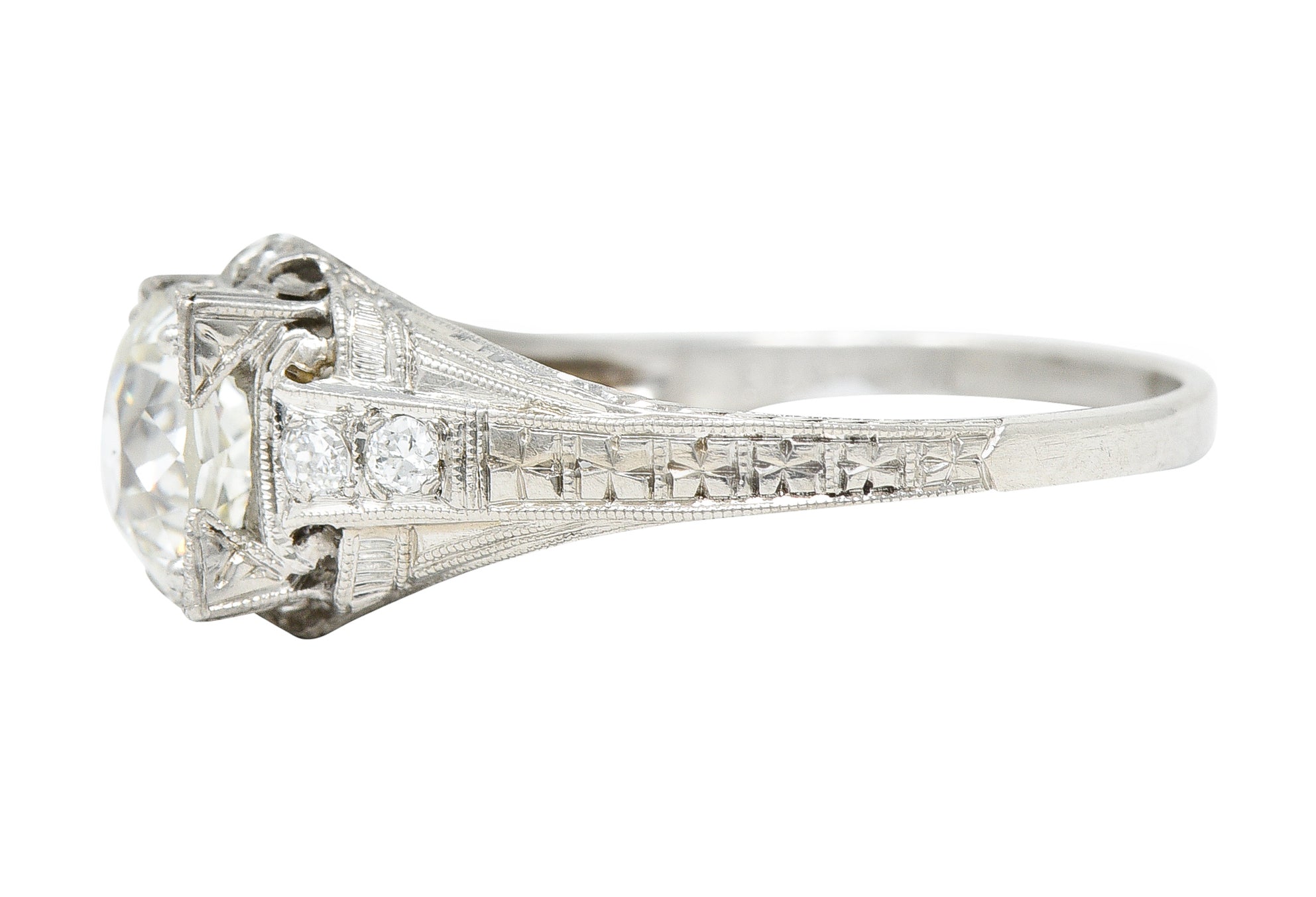 Art Deco 1.67 CTW Diamond Platinum Orange Blossom Engagement RingRing - Wilson's Estate Jewelry