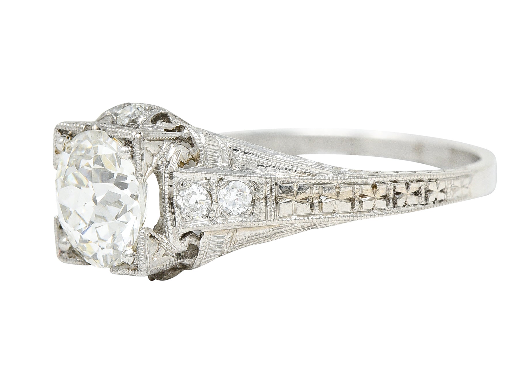 Art Deco 1.67 CTW Diamond Platinum Orange Blossom Engagement RingRing - Wilson's Estate Jewelry