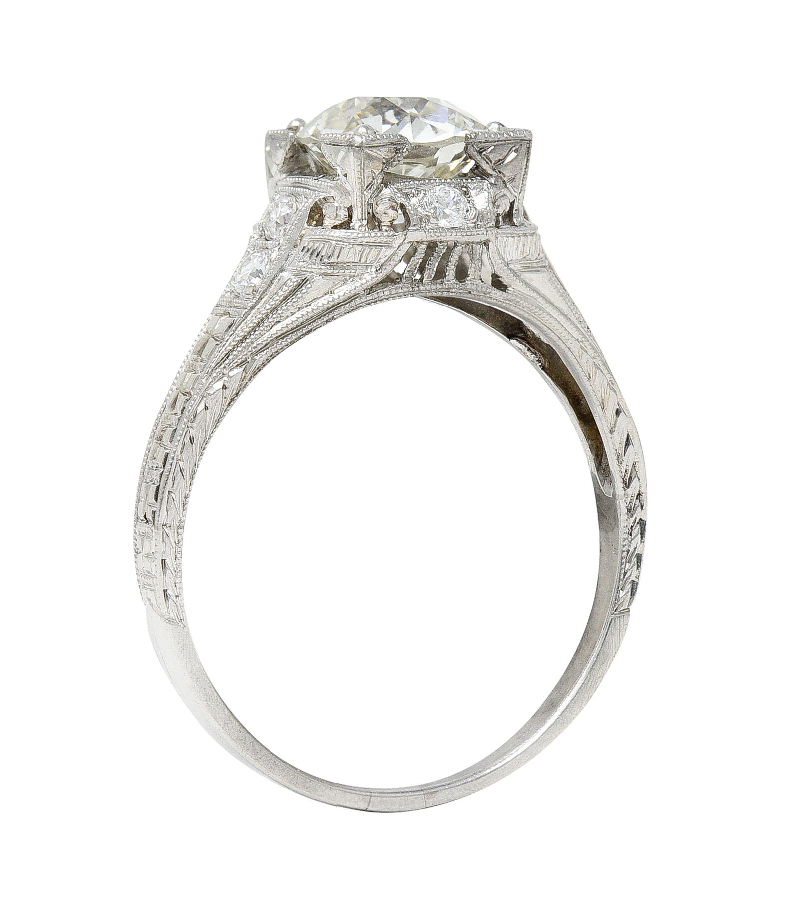 Art Deco 1.67 CTW Diamond Platinum Orange Blossom Engagement RingRing - Wilson's Estate Jewelry