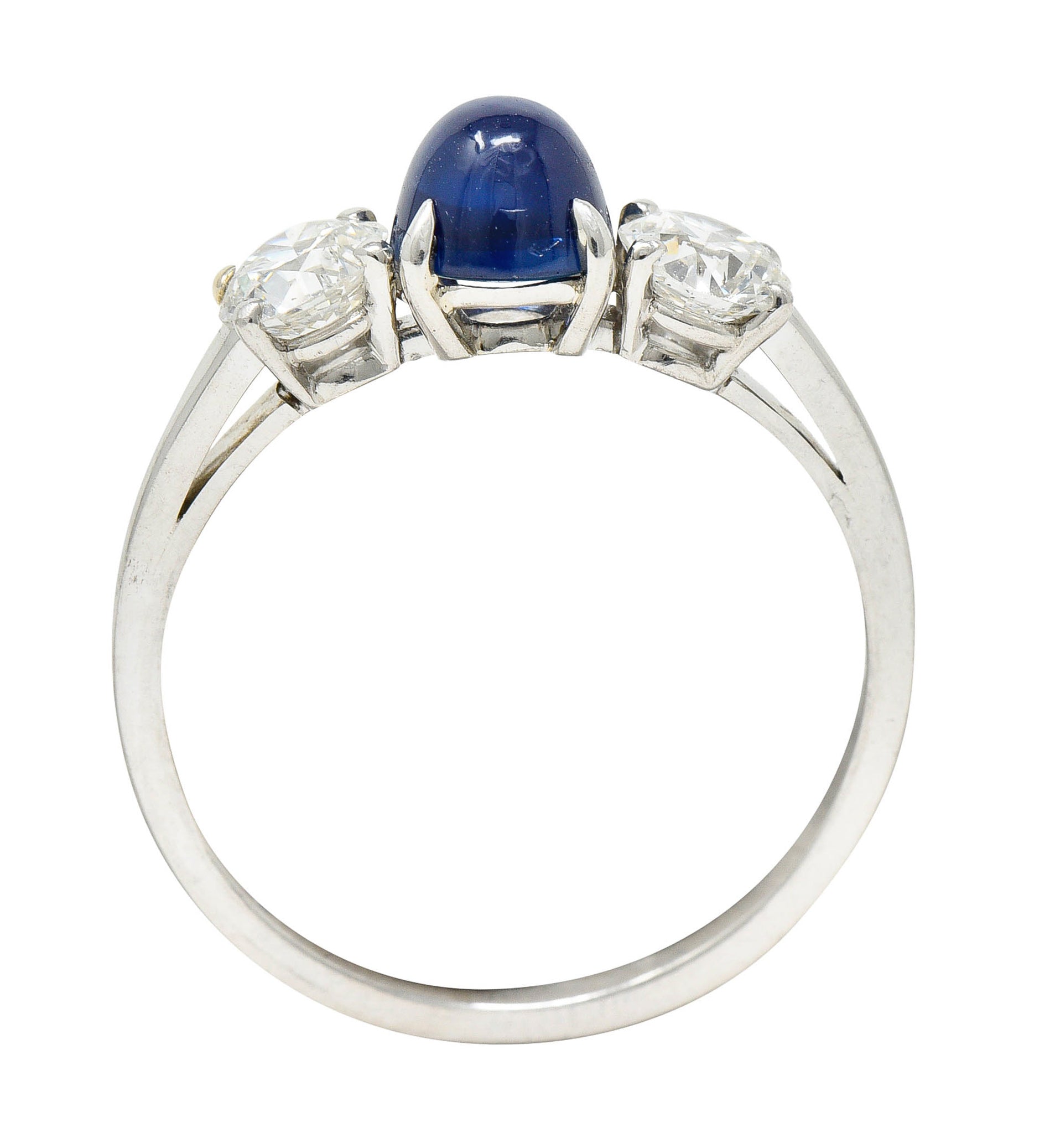 Raymond Yard 2.80 CTW No Heat Cabochon Sapphire Diamond Platinum Ring GIARing - Wilson's Estate Jewelry