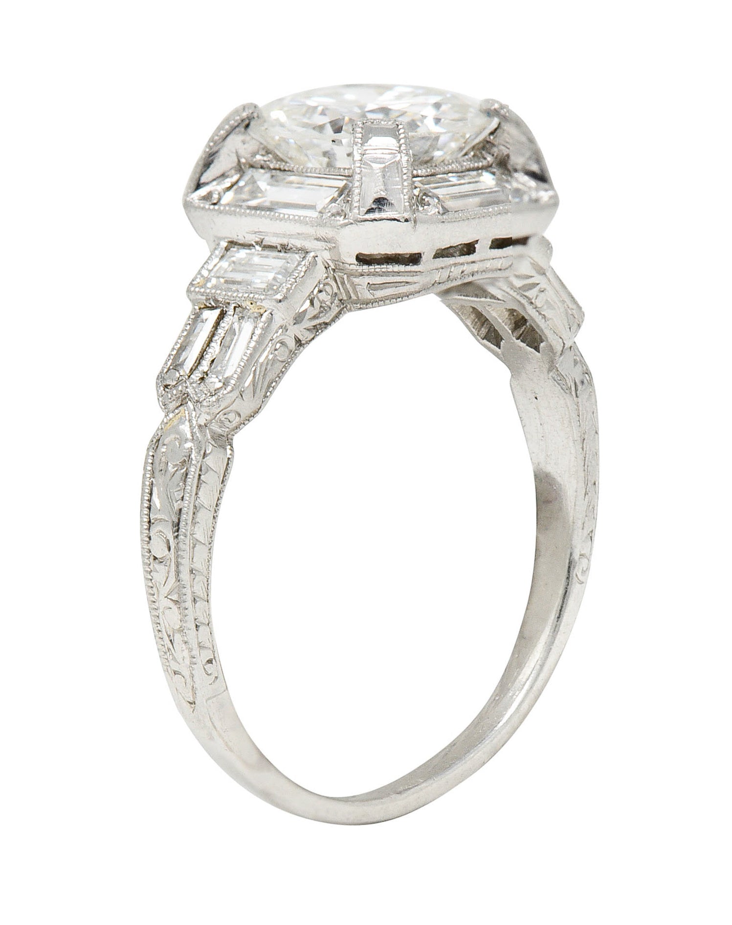 Art Deco 2.30 CTW Diamond Platinum Octagonal Engagement RingRing - Wilson's Estate Jewelry