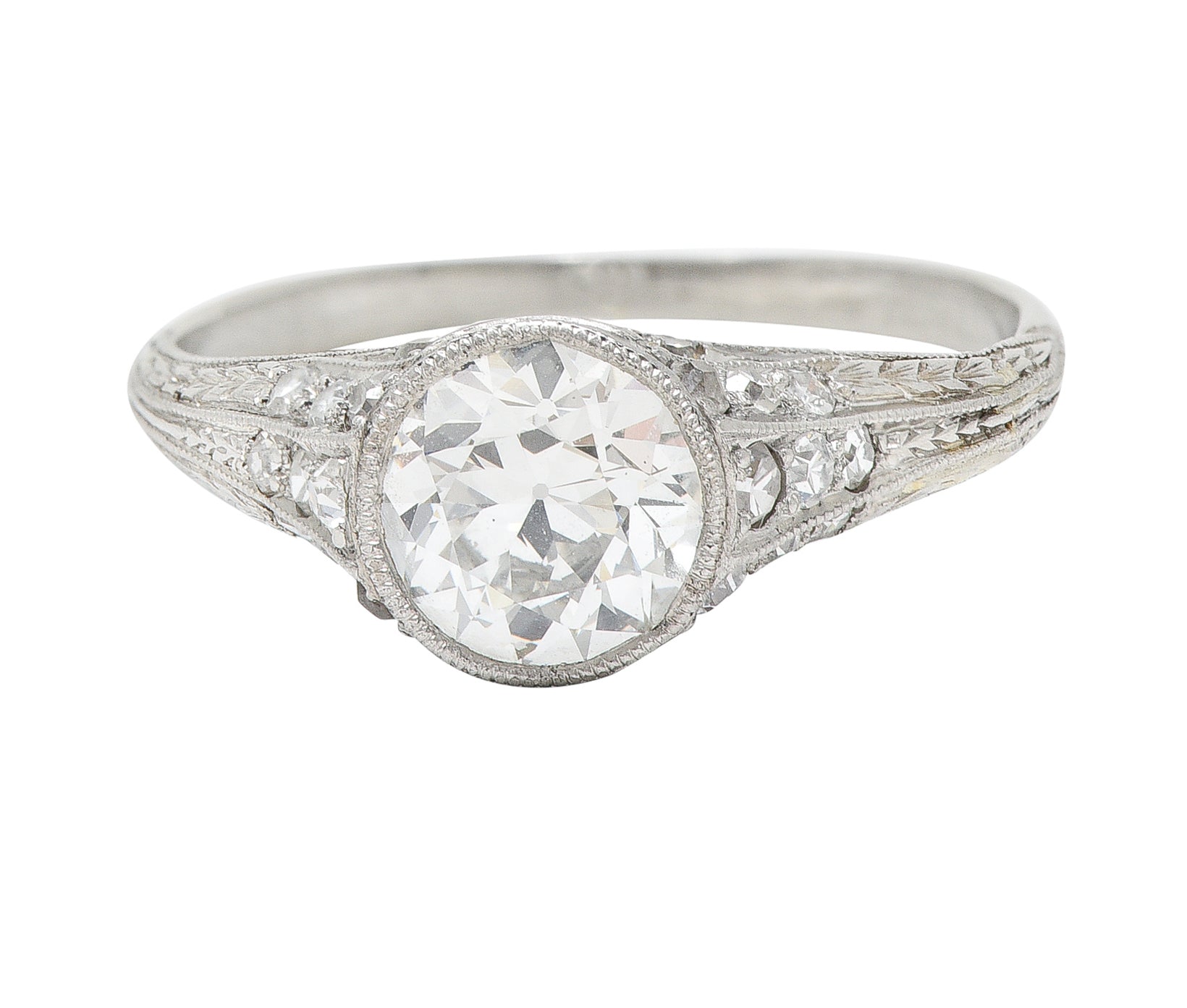 1930's Art Deco 1.35 CTW Diamond Platinum Bezel Engagement RingRing - Wilson's Estate Jewelry