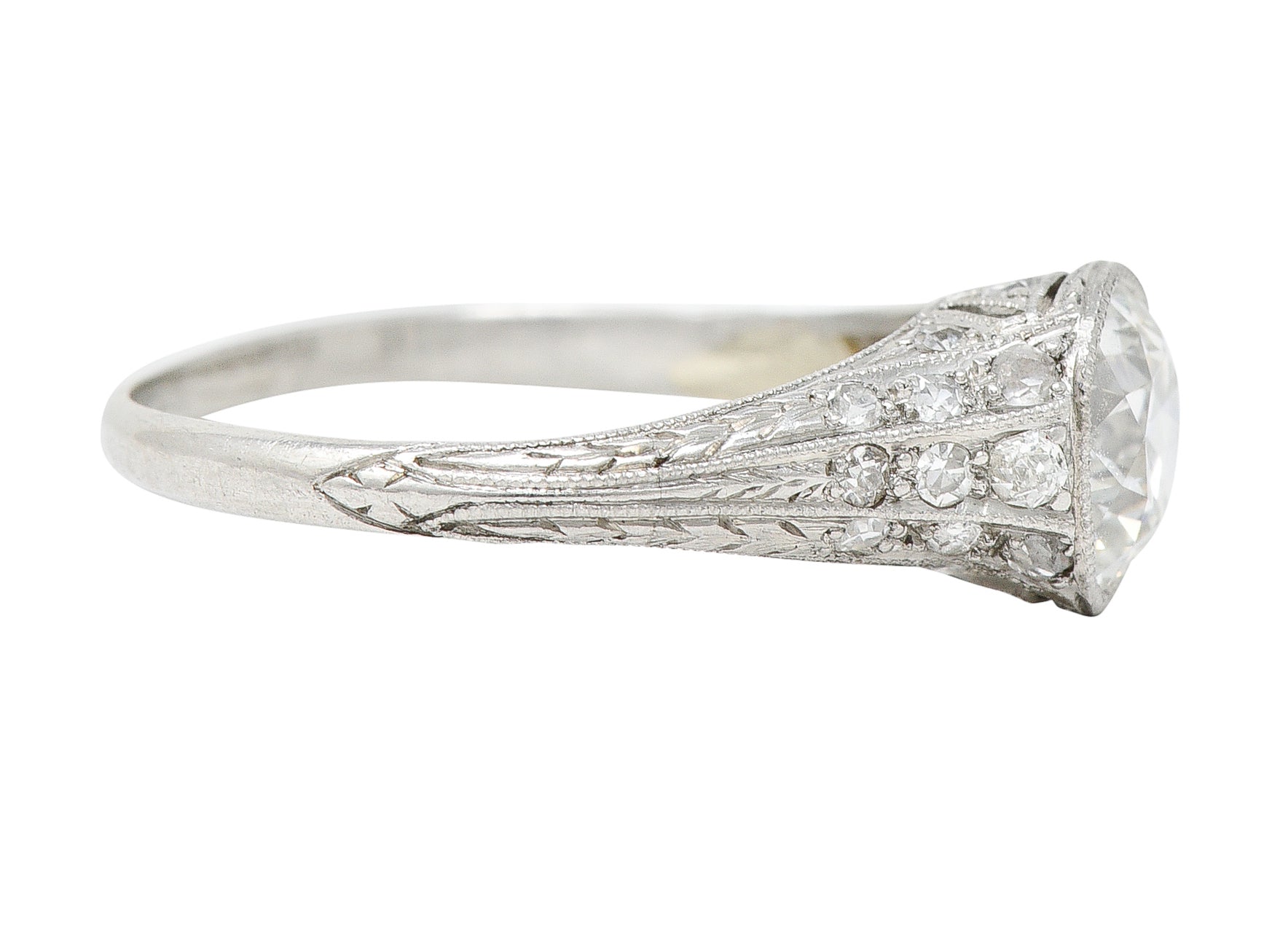 1930's Art Deco 1.35 CTW Diamond Platinum Bezel Engagement RingRing - Wilson's Estate Jewelry