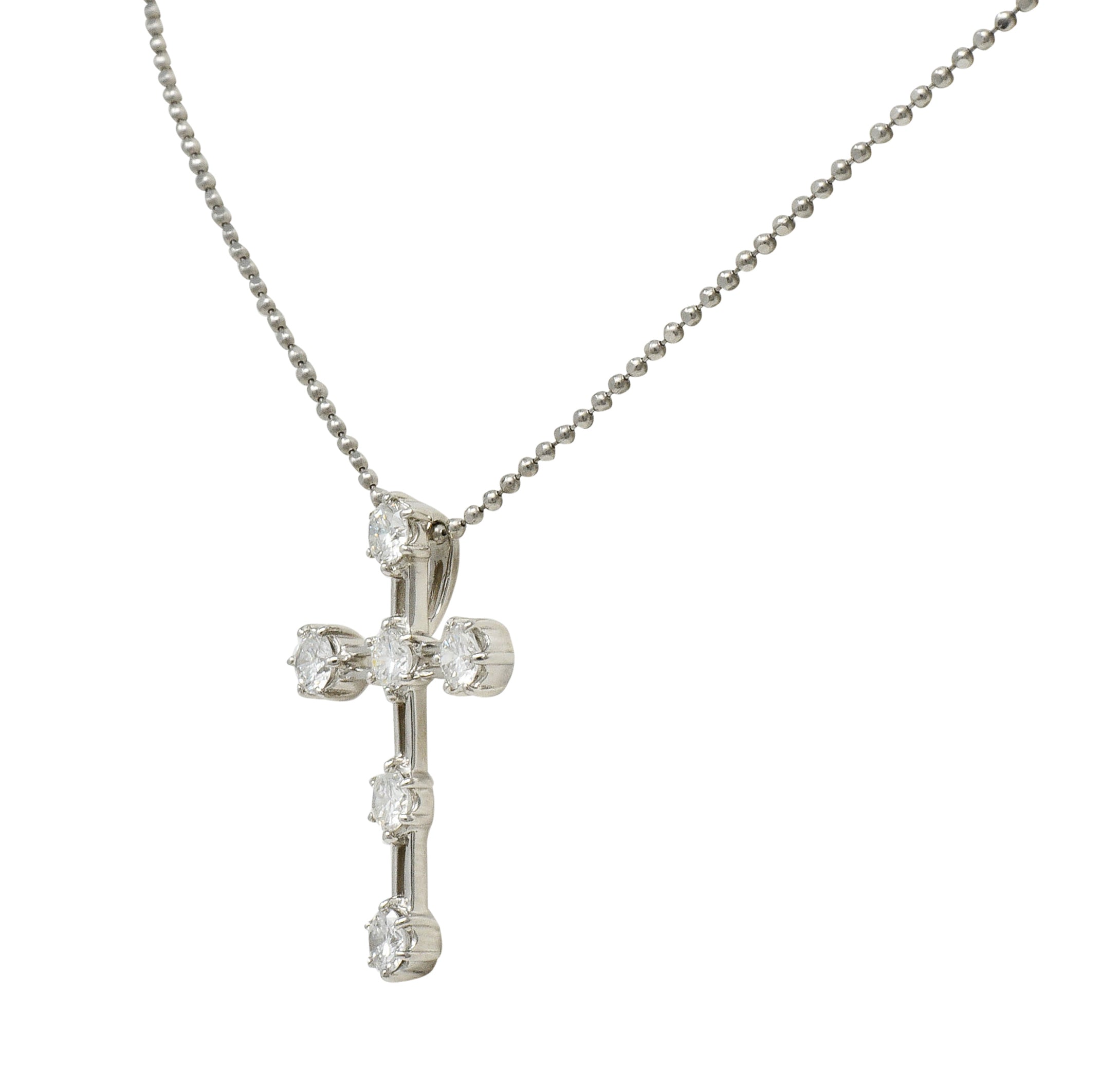 Contemporary 1.00 CTW Diamond Platinum Cross Pendant NecklaceNecklace - Wilson's Estate Jewelry