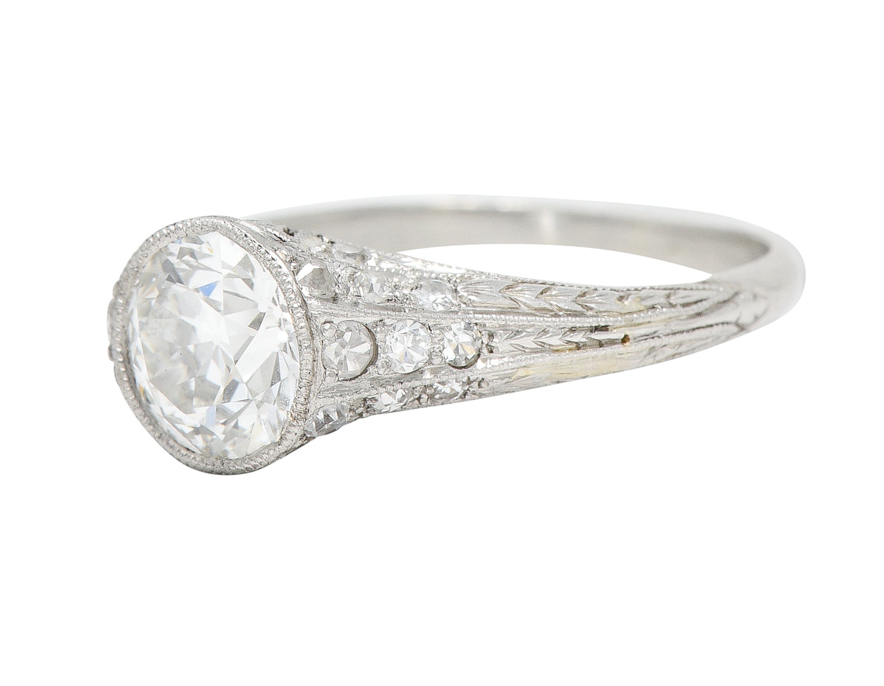 1930's Art Deco 1.35 CTW Diamond Platinum Bezel Engagement RingRing - Wilson's Estate Jewelry