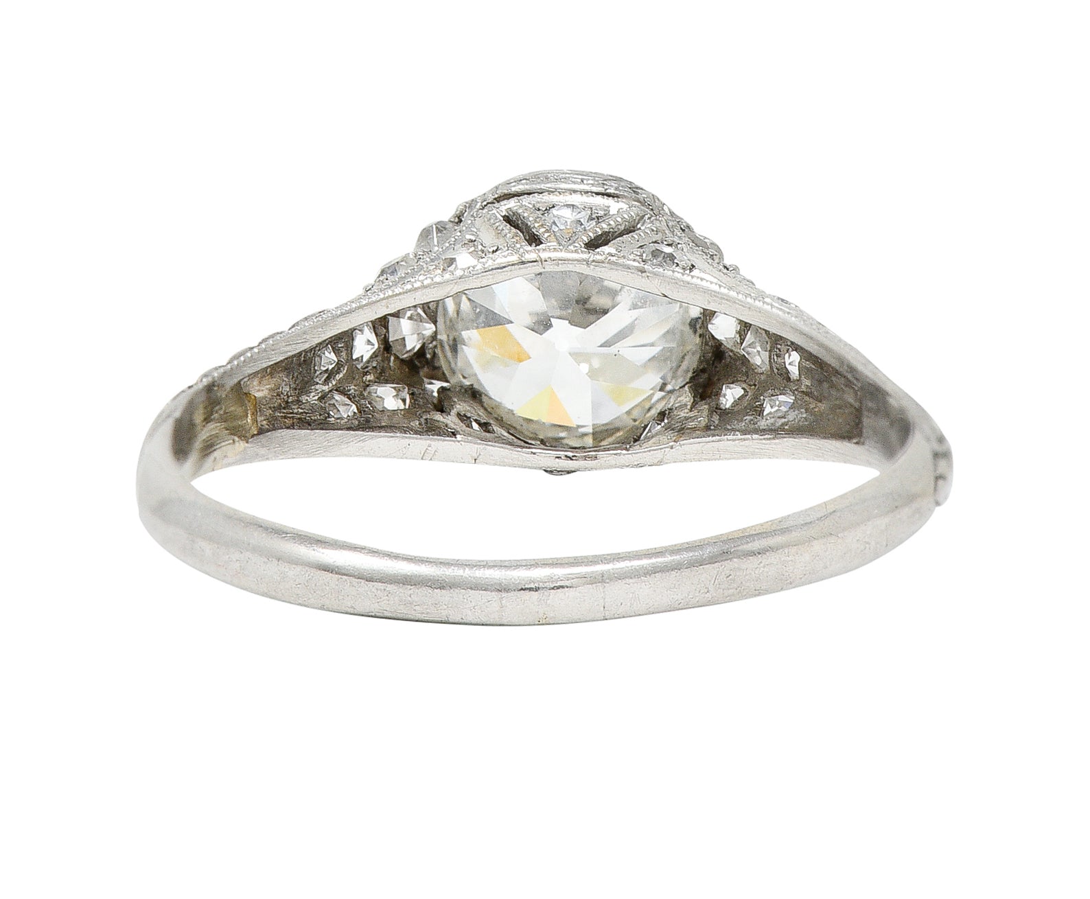 1930's Art Deco 1.35 CTW Diamond Platinum Bezel Engagement RingRing - Wilson's Estate Jewelry