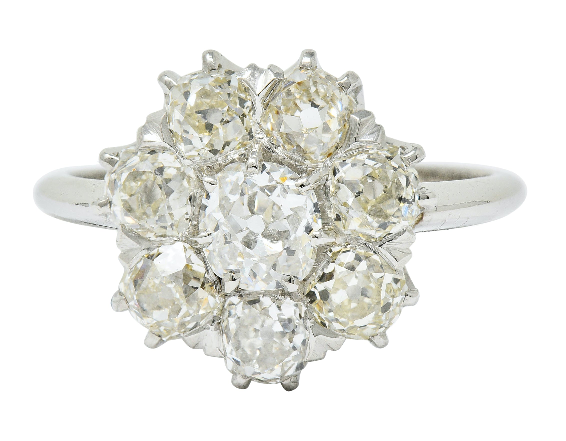 Edwardian 2.50 CTW Diamond Platinum Cluster Ring - Wilson's Estate Jewelry