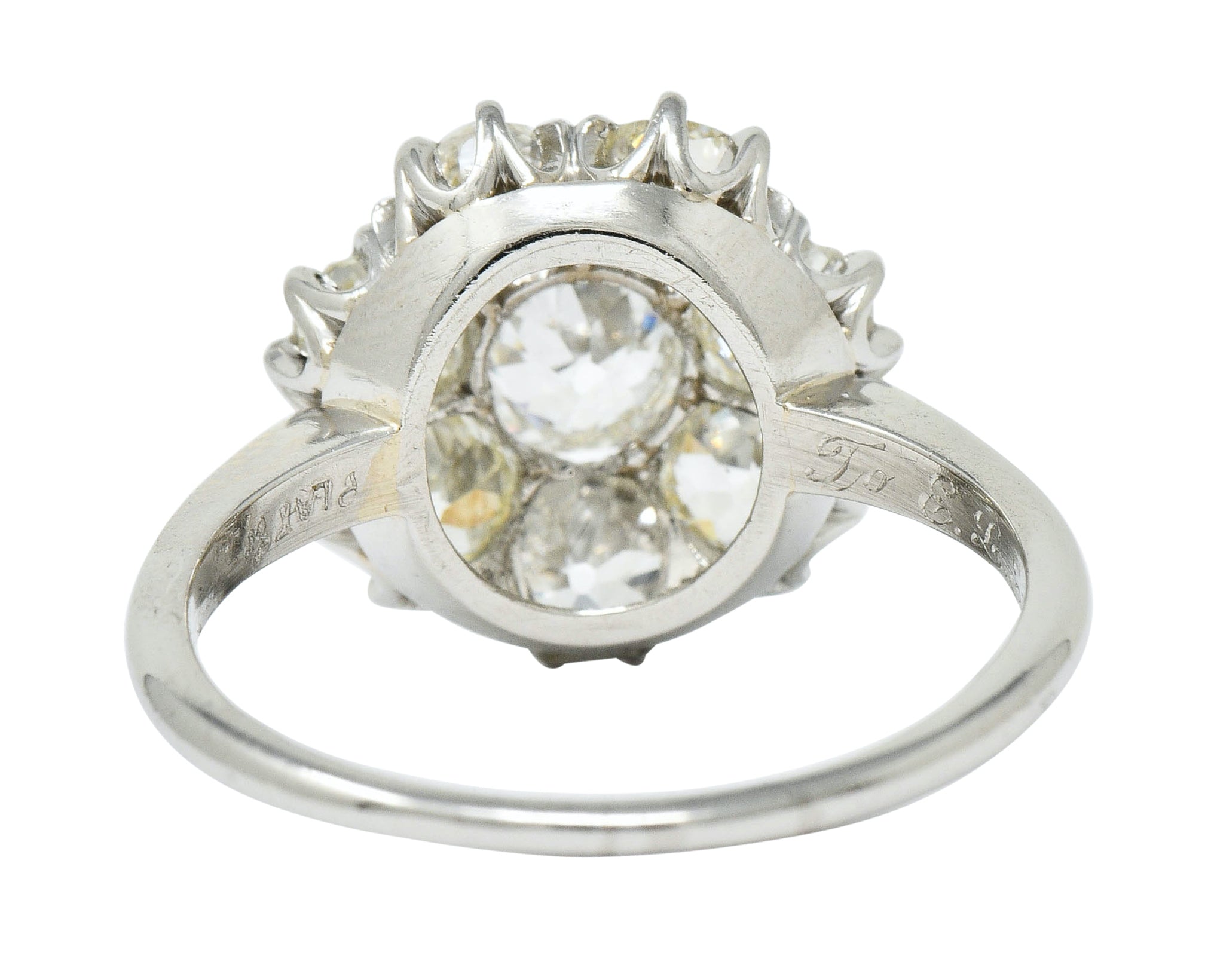 Edwardian 2.50 CTW Diamond Platinum Cluster Ring - Wilson's Estate Jewelry