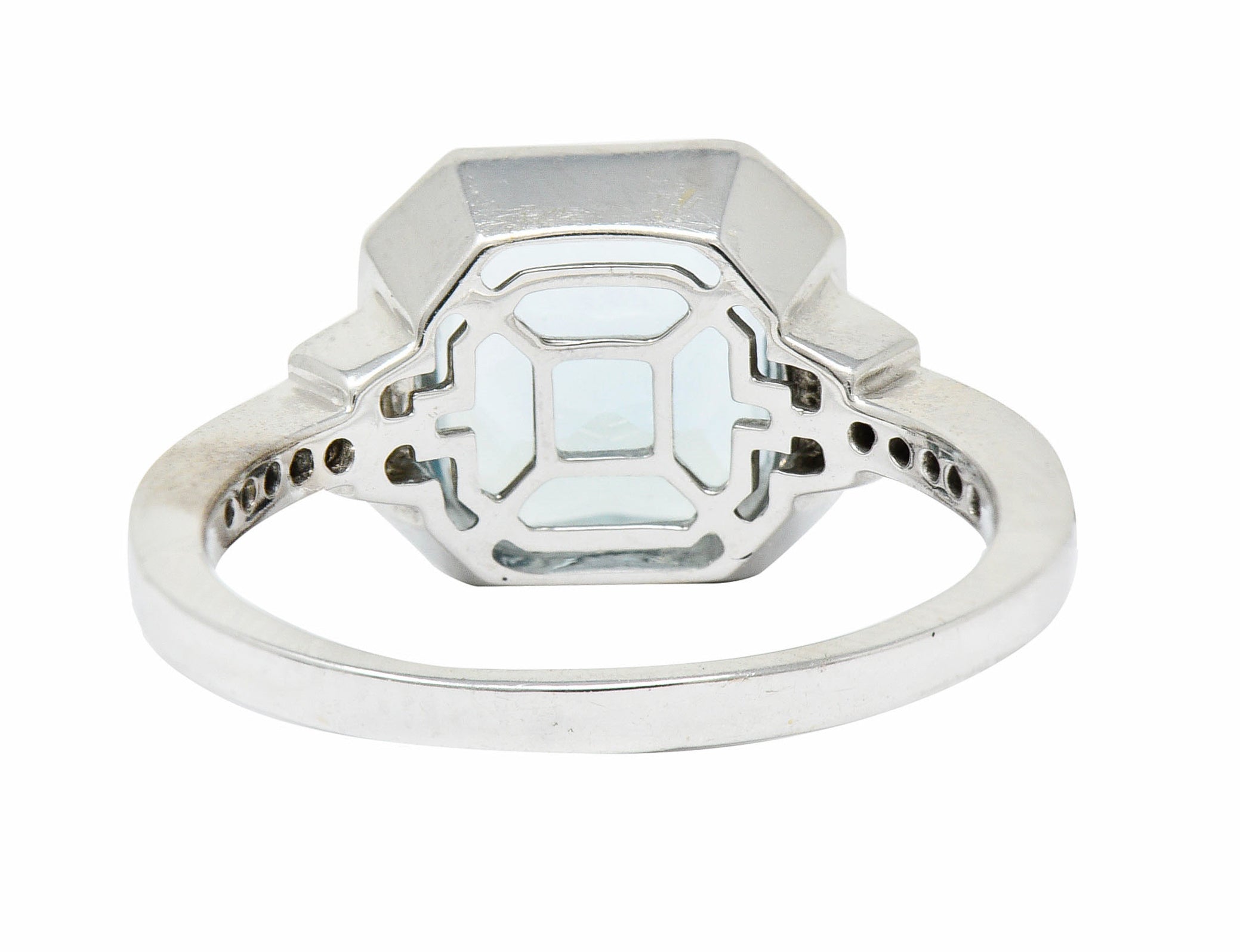 Square 3.50 CTW Aquamarine Diamond 14 Karat White Gold Gemstone RingRing - Wilson's Estate Jewelry