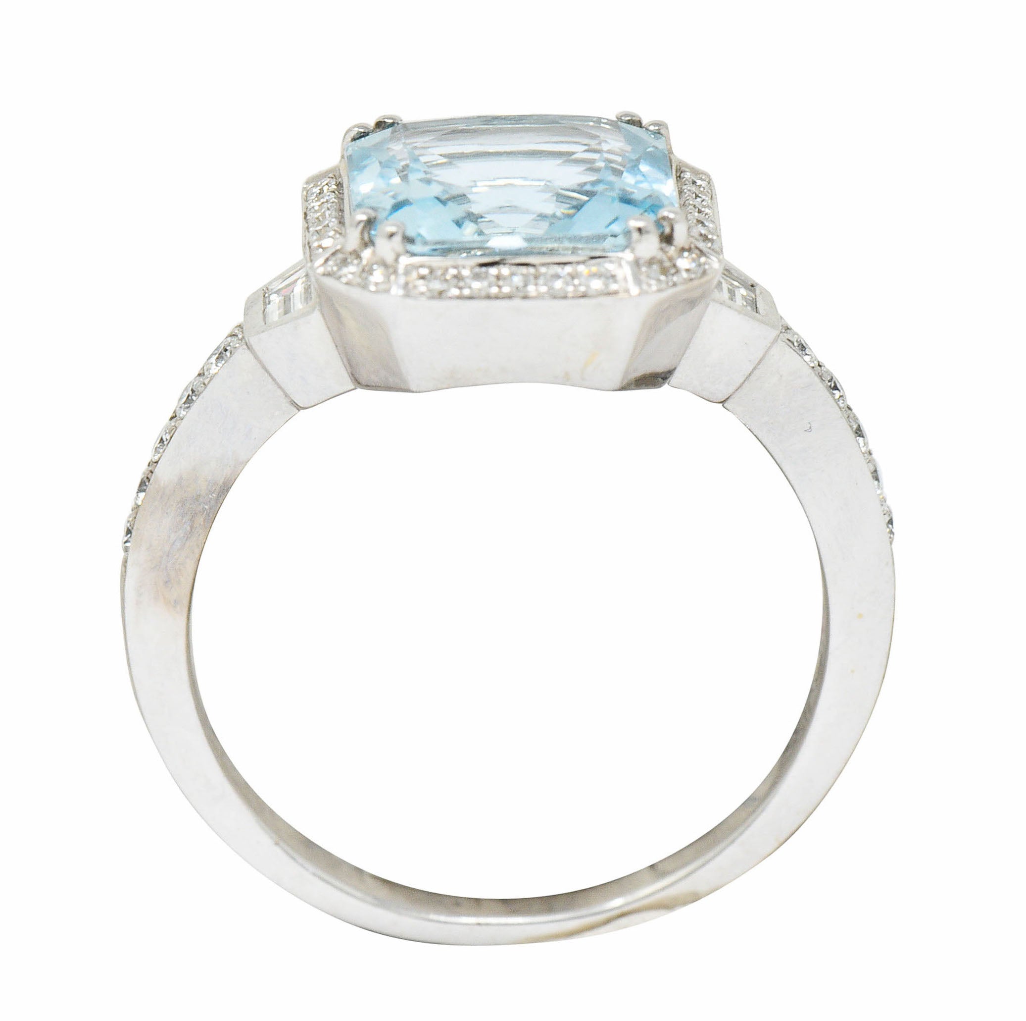 Square 3.50 CTW Aquamarine Diamond 14 Karat White Gold Gemstone RingRing - Wilson's Estate Jewelry