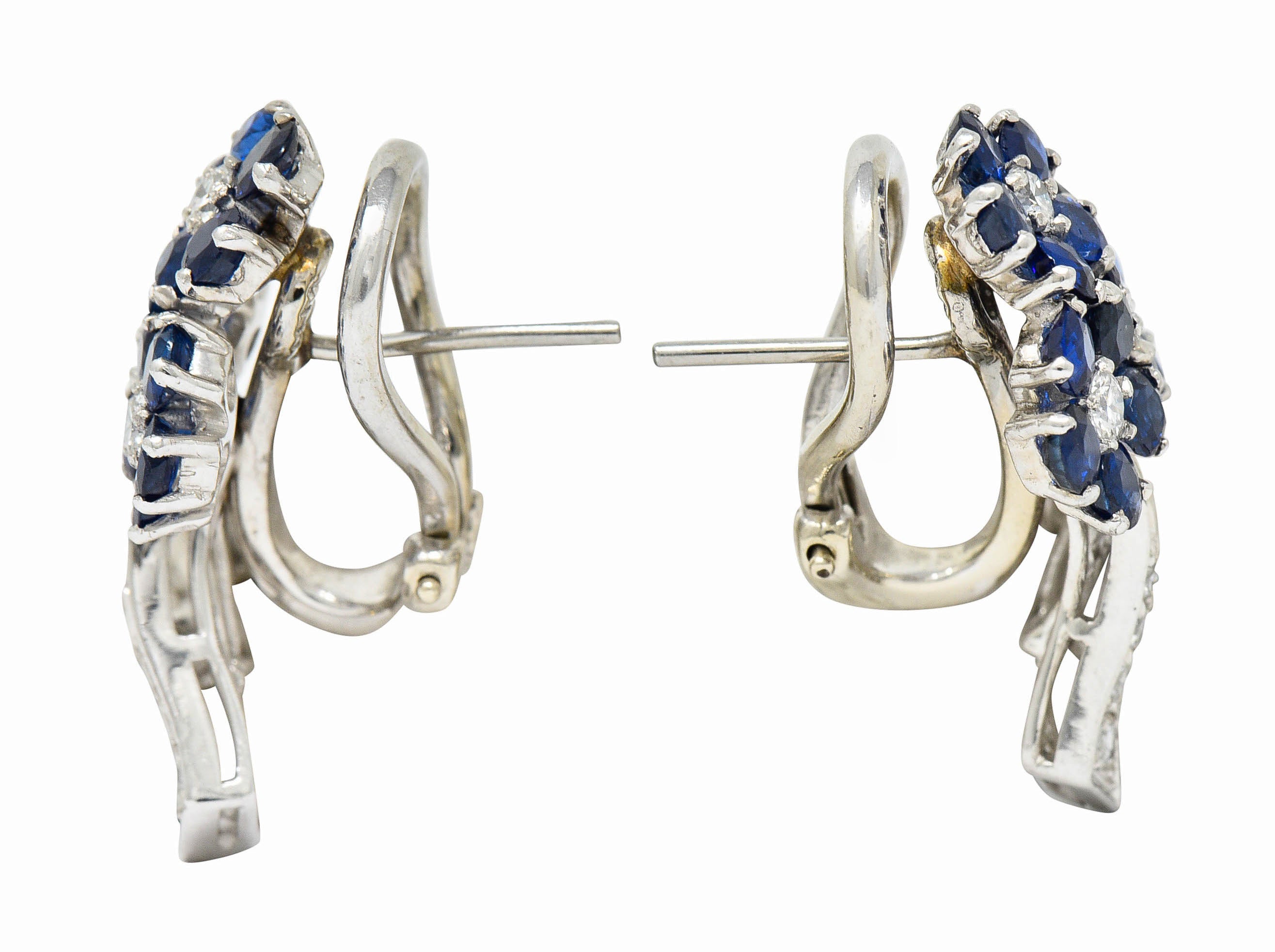 Mid-Century 4.55 CTW Sapphire Diamond Platinum Bouquet Earrings Circa 1950Earrings - Wilson's Estate Jewelry