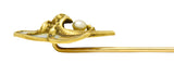 Art Nouveau Pearl Plique-A-Jour Enamel 14 Karat Gold Gargoyle StickpinStick Pin - Wilson's Estate Jewelry