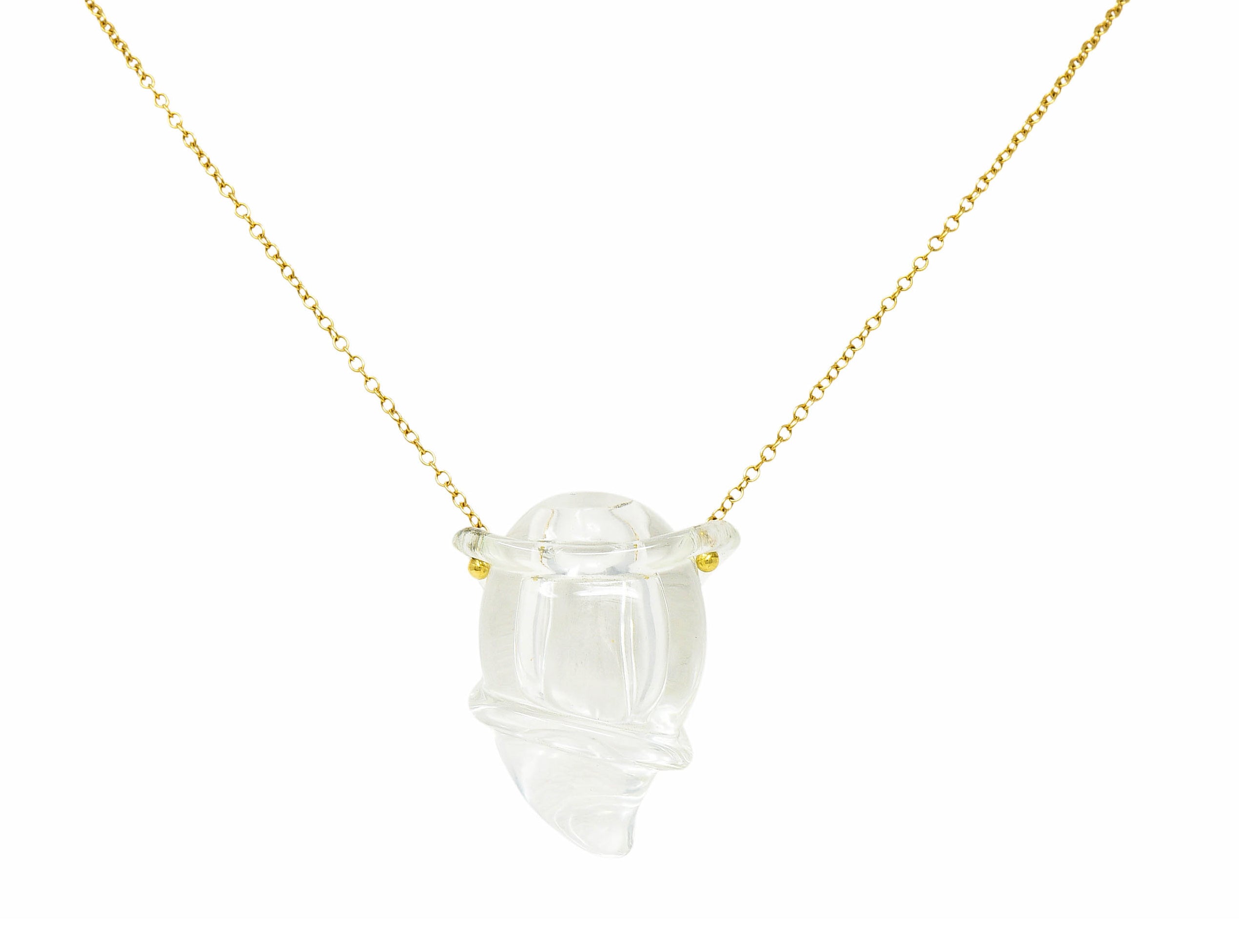 Elsa Peretti Tiffany & Co. Rock Crystal Quartz 18 Karat Gold Long Chain Bottle NecklaceNecklace - Wilson's Estate Jewelry