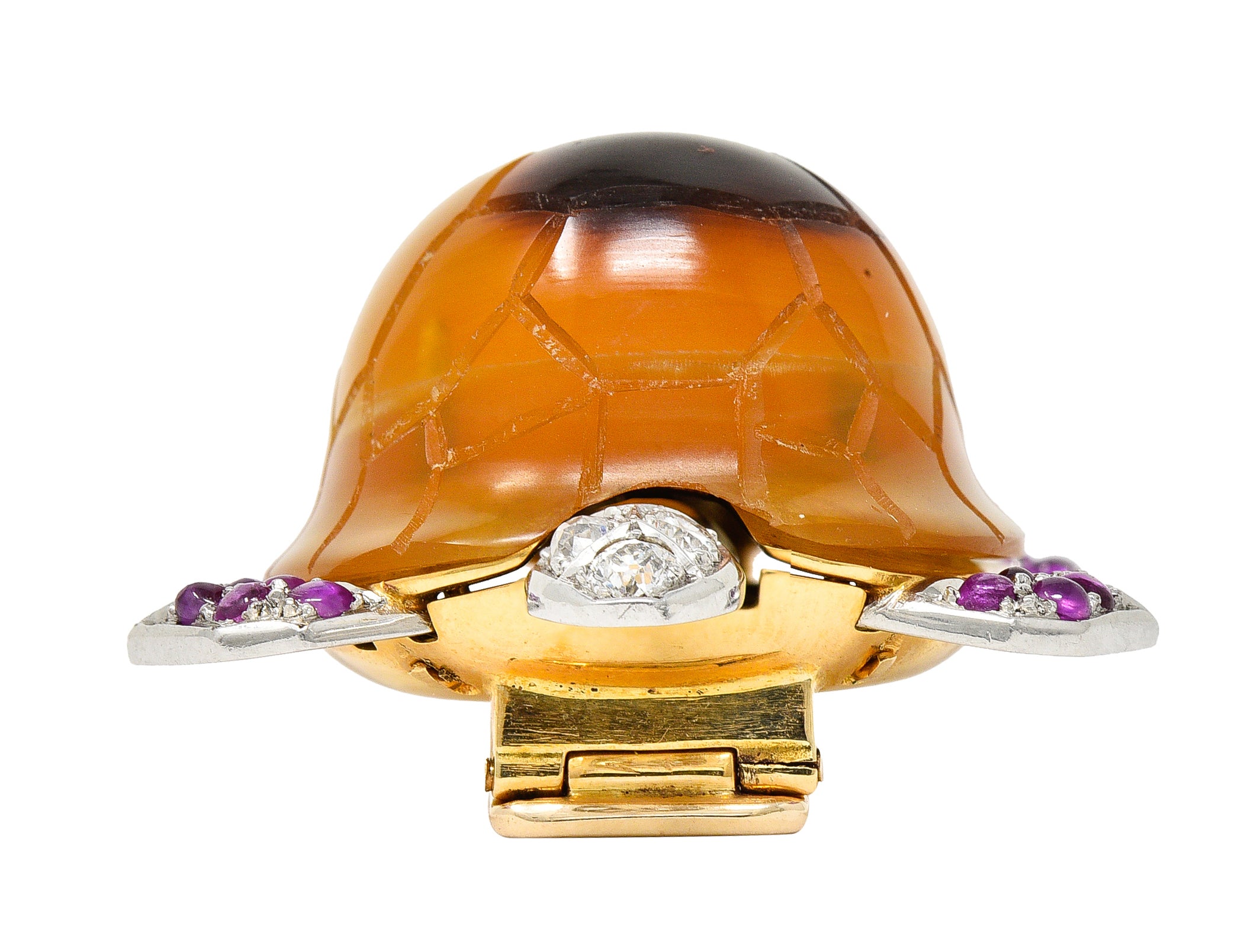 1950's Cartier Ruby Diamond Platinum 18 Karat Gold Turtle BroochBrooch - Wilson's Estate Jewelry