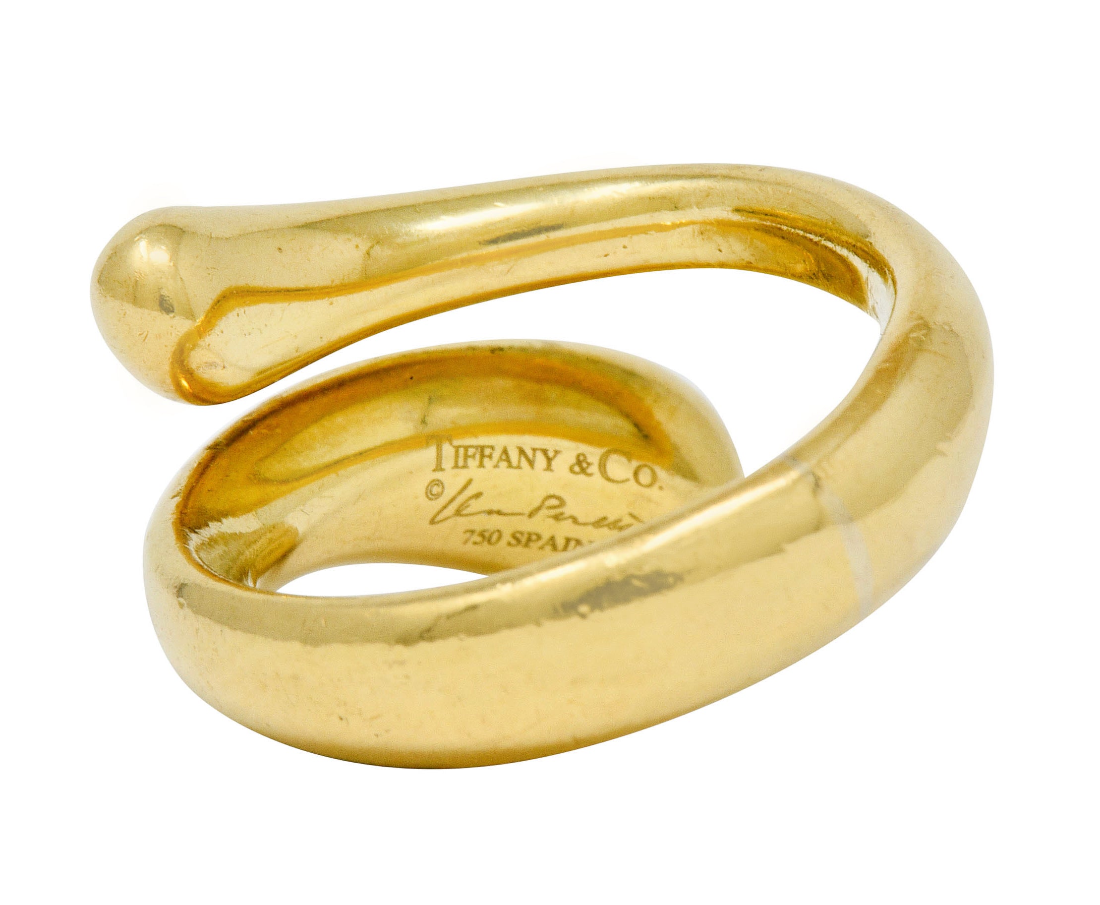 Elsa Peretti Tiffany & Co. Spain 18 Karat Gold Teardrop Bypass Ring - Wilson's Estate Jewelry