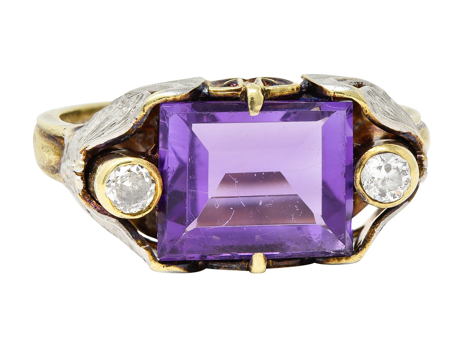 Allsopp-Steller Art Deco Amethyst Diamond 14 Karat Two-Tone Gold Butterfly RingRing - Wilson's Estate Jewelry