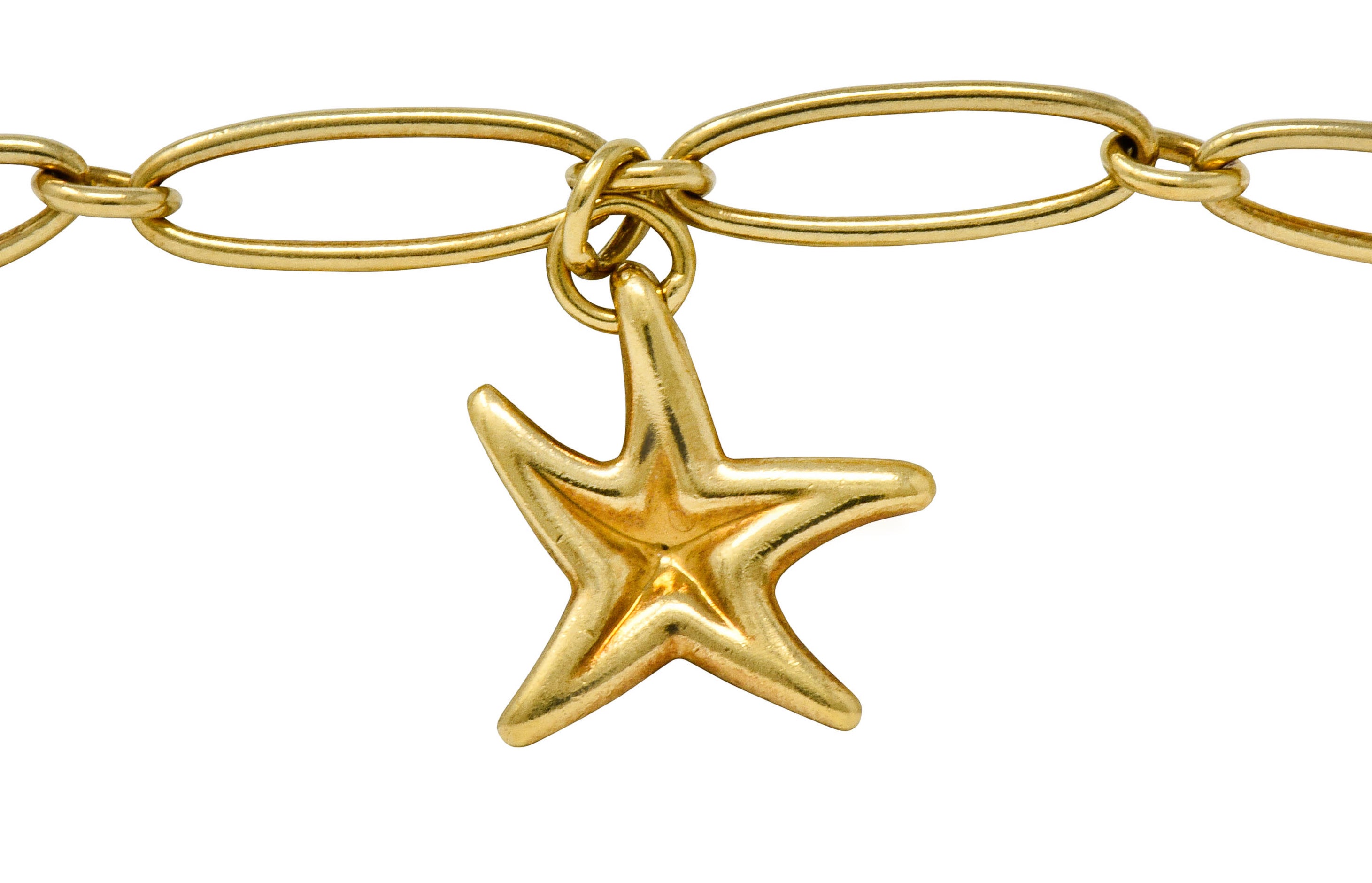 Elsa Peretti Tiffany & Co. Spain 18 Karat Gold Starfish Charm Bracelet - Wilson's Estate Jewelry