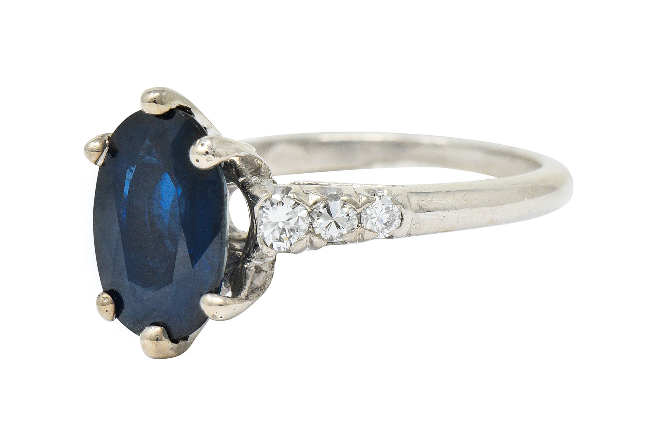 Vintage 2.05 CTW Sapphire Diamond Platinum Engagement RingRing - Wilson's Estate Jewelry