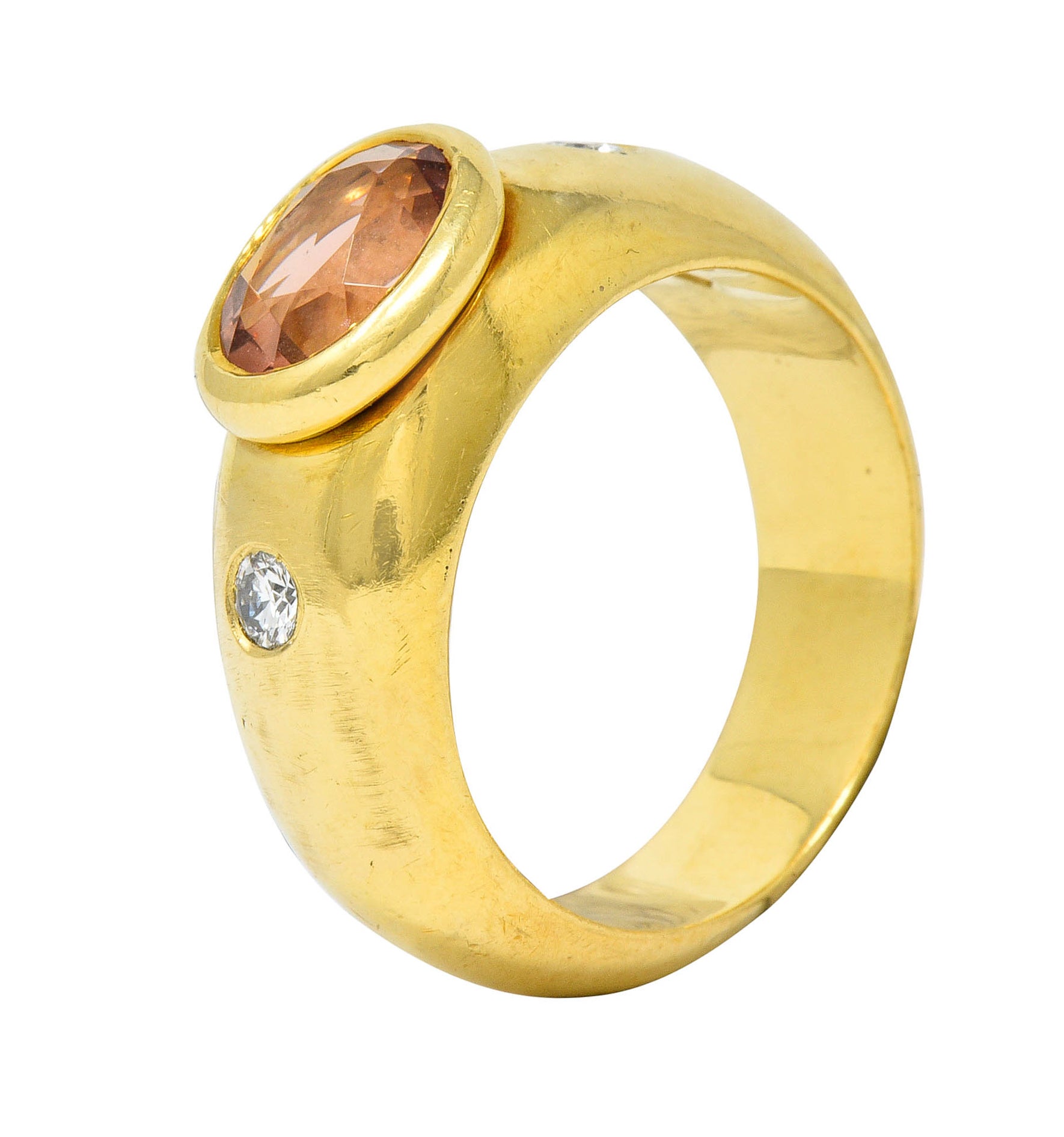 H. Stern Imperial Topaz Diamond 18 Karat Gold Unisex Vintage Band RingRing - Wilson's Estate Jewelry