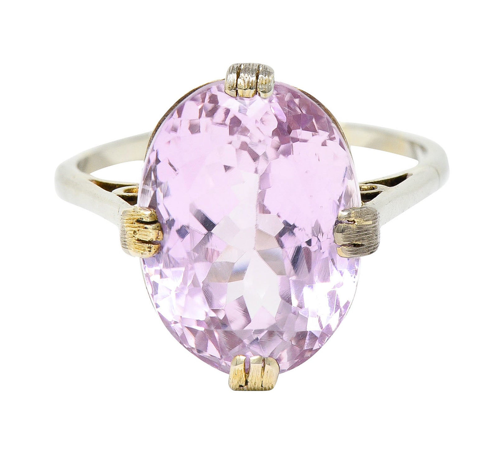 Art Deco Kunzite 18 Karat White Gold Scrolled Gemstone RingRing - Wilson's Estate Jewelry