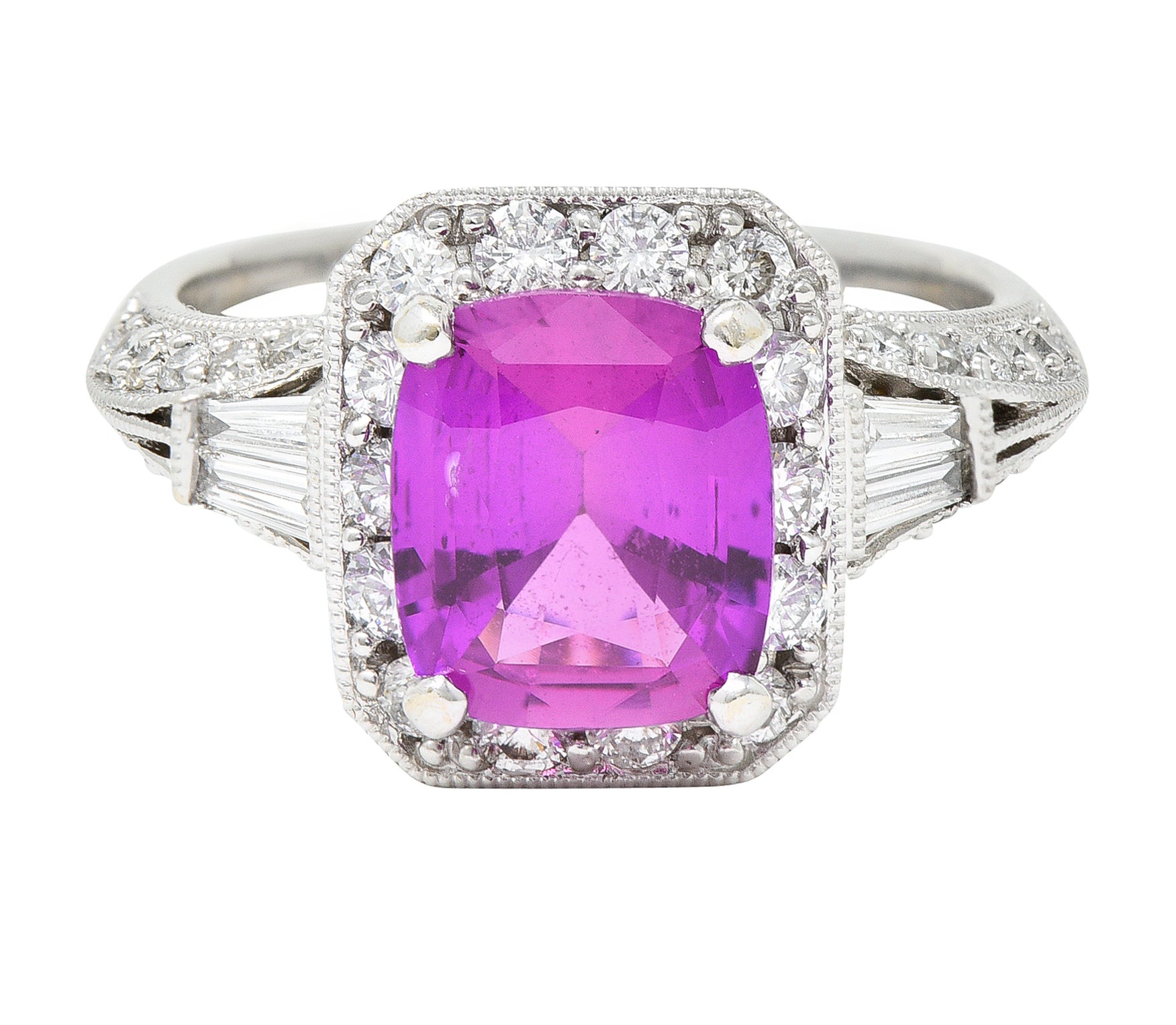 Contemporary 3.37 CTW Pink Sapphire Diamond 18 Karat White Gold RingRing - Wilson's Estate Jewelry