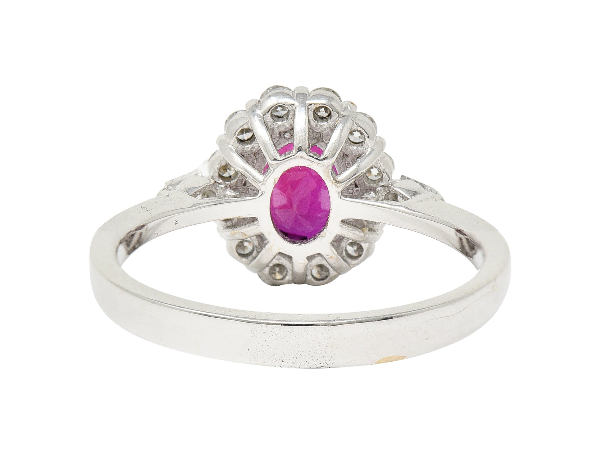 Contemporary 1.80 CTW Ruby Diamond 18 Karat White Gold Halo Ring GIA Wilson's Estate Jewelry